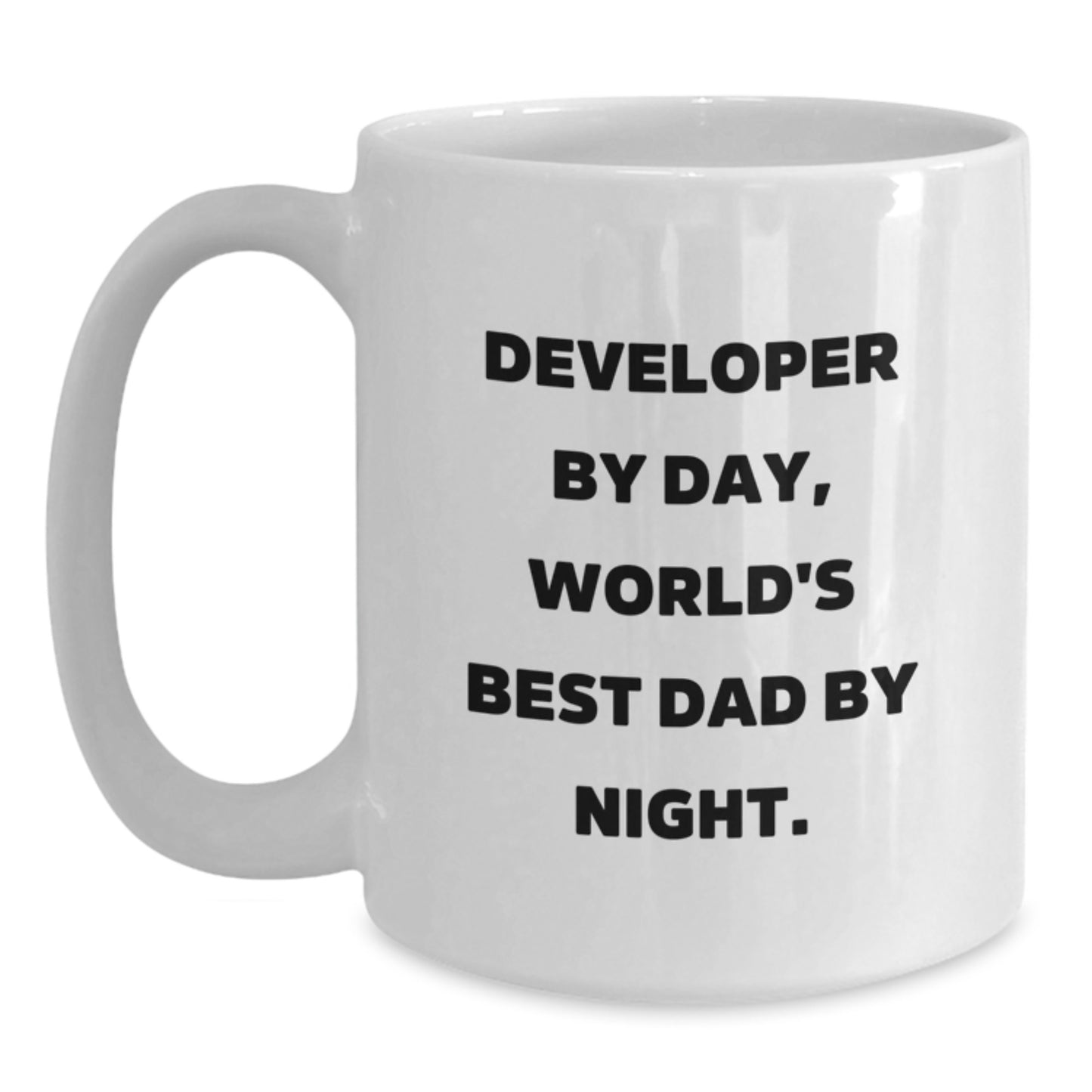 Funny Developer Gifts, Christmas Unique Mugs for Coders, White Coffee Mug Developer By Day World's Best Dad By Night - Main