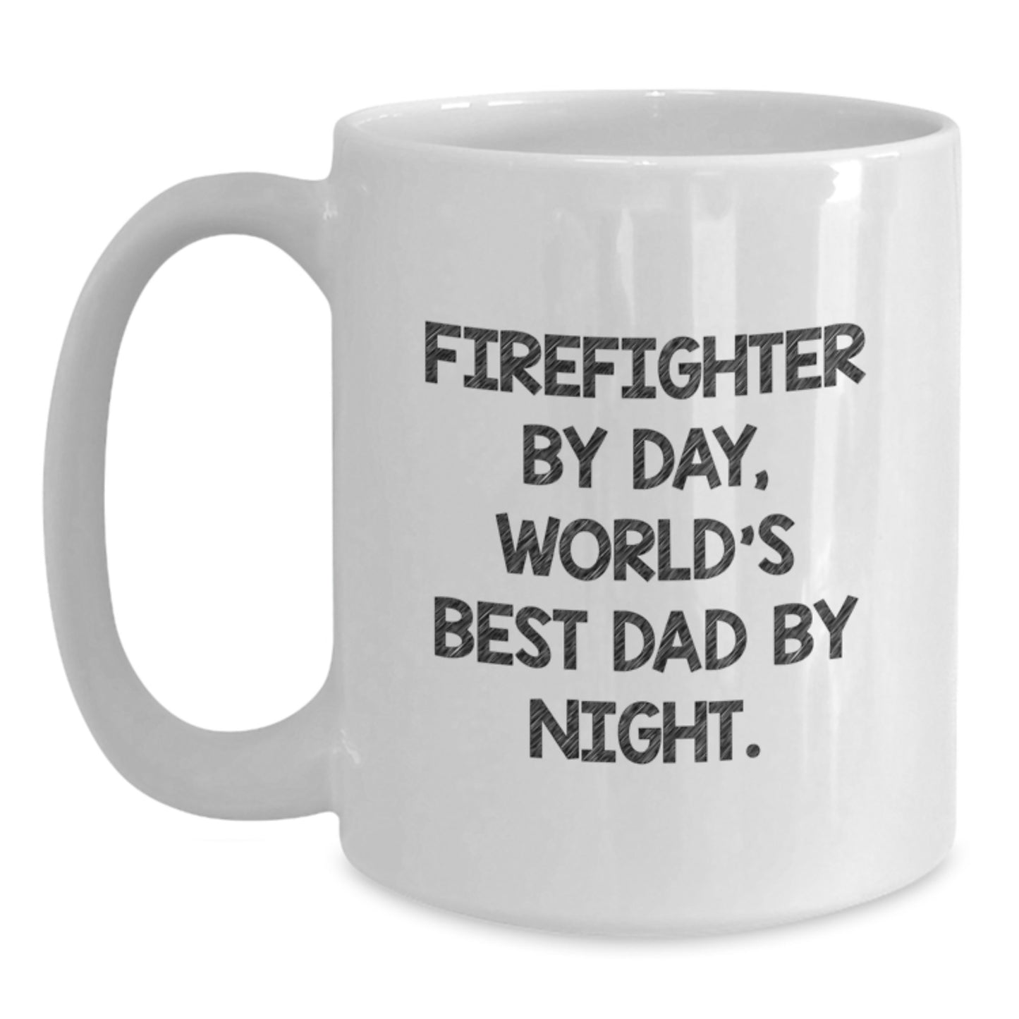 Funny Firefighter Gifts for Men - Firefighter By Day, World's Best Dad By Night White Coffee Mug, Christmas Unique Presents - Main
