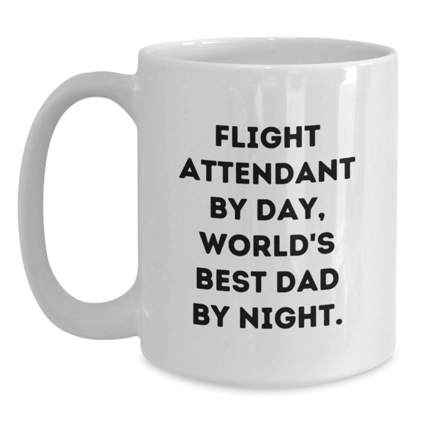 Funny Flight Attendant Gifts for Men - 'Flight Attendant By Day, World's Best Dad By Night.' White Coffee Mug, Unique Birthday Unique Gifts from Men to Men - Main