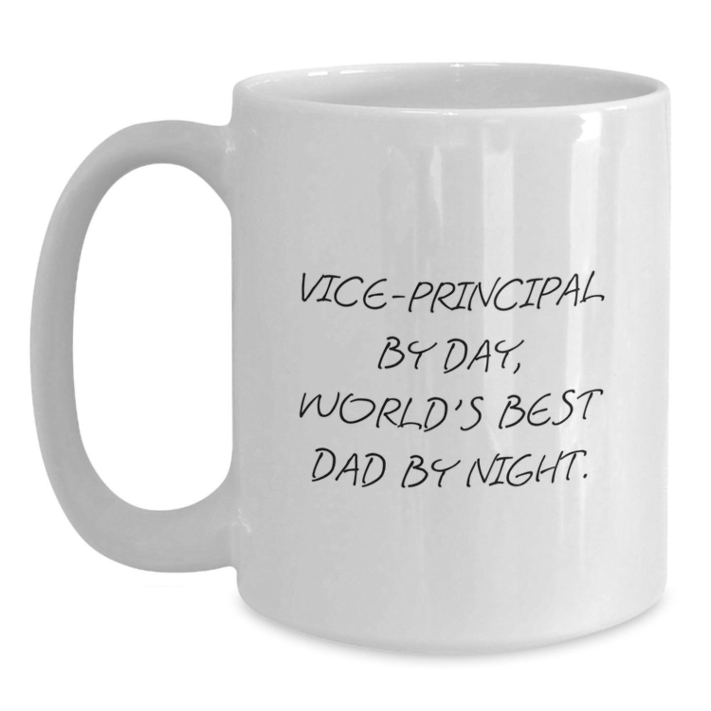 Funny Vice-Principal Gifts for Men, White Coffee Mug, Vice-Principal By Day, World's Best Dad By Night. Christmas Unique Gifts from Family - Main