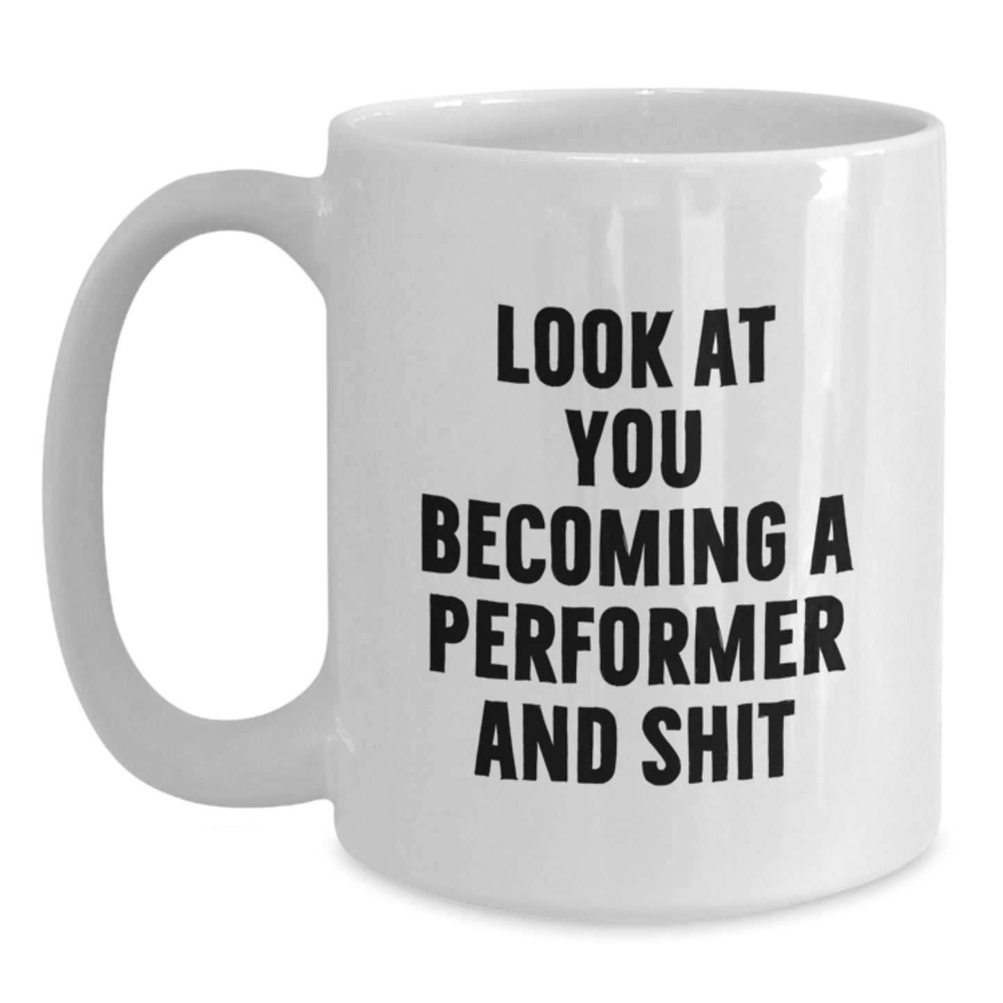 Funny Performer Gifts from Friends for Christmas Unique White Coffee Mugs, Become a Star Quote 11oz or 15oz Ceramic Mug - Main