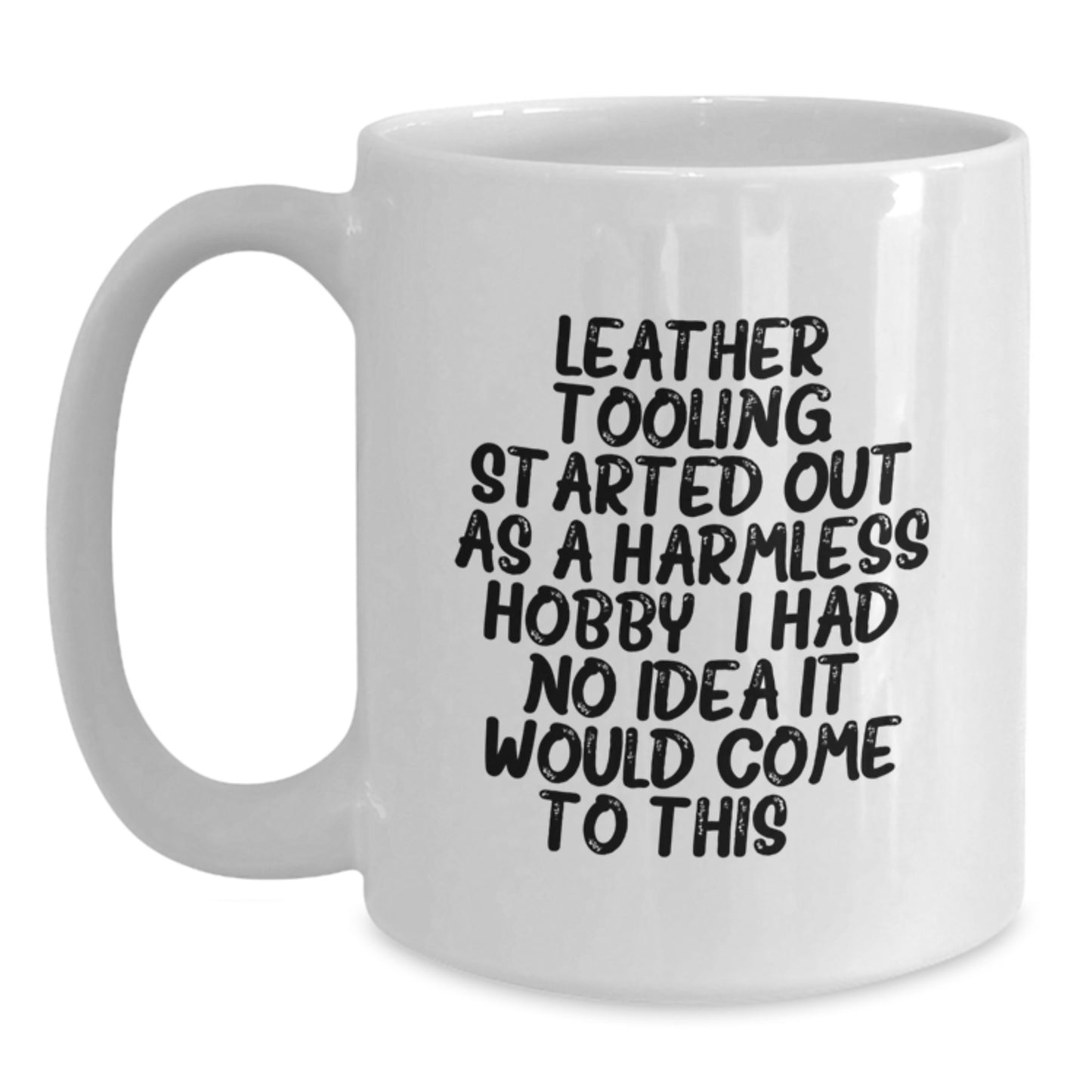 Birthday Gift for Her White Coffee Mug Leather Tooling Present - Main