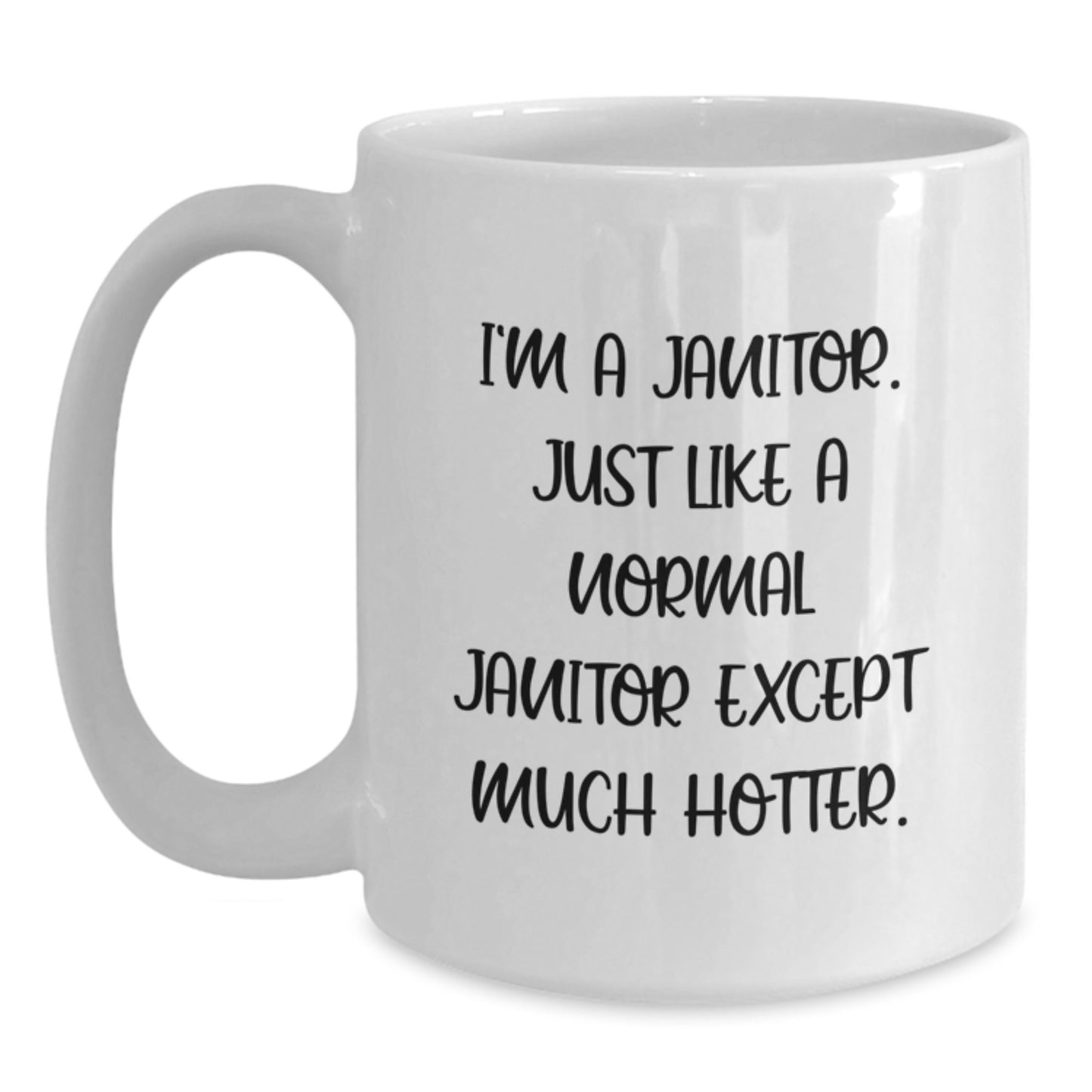 Funny Janitor Mugs Gifts from Men to Janitor Friends at Christmas, White Coffee Mug, I'm A Janitor Quote - Main
