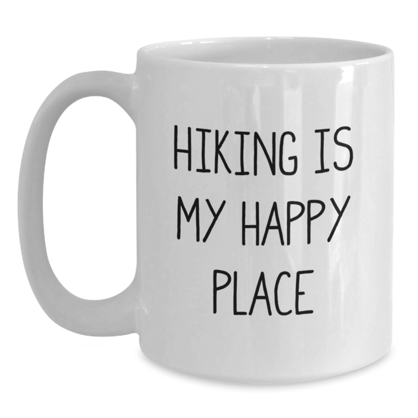 Hiking Enthusiast Gifts for Dad - Funny Hiking White Coffee Mug, 'Hiking Is My Happy Place' Quote, Ideal Gift for Father's Day - Main