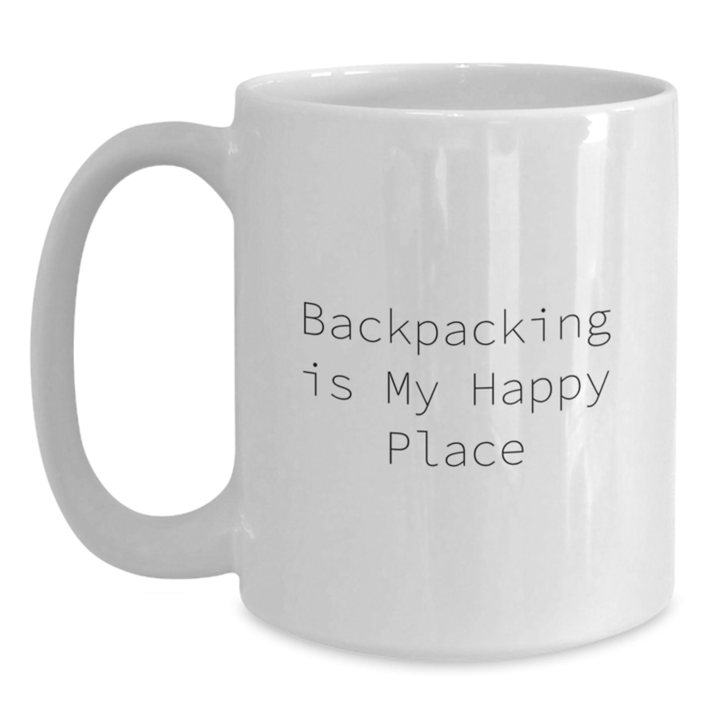 Backpacking Gifts for Friends White Coffee Mug - Backpacking Is My Happy Place - Perfect for Birthday Unique Gifts from Friends to Family - Main