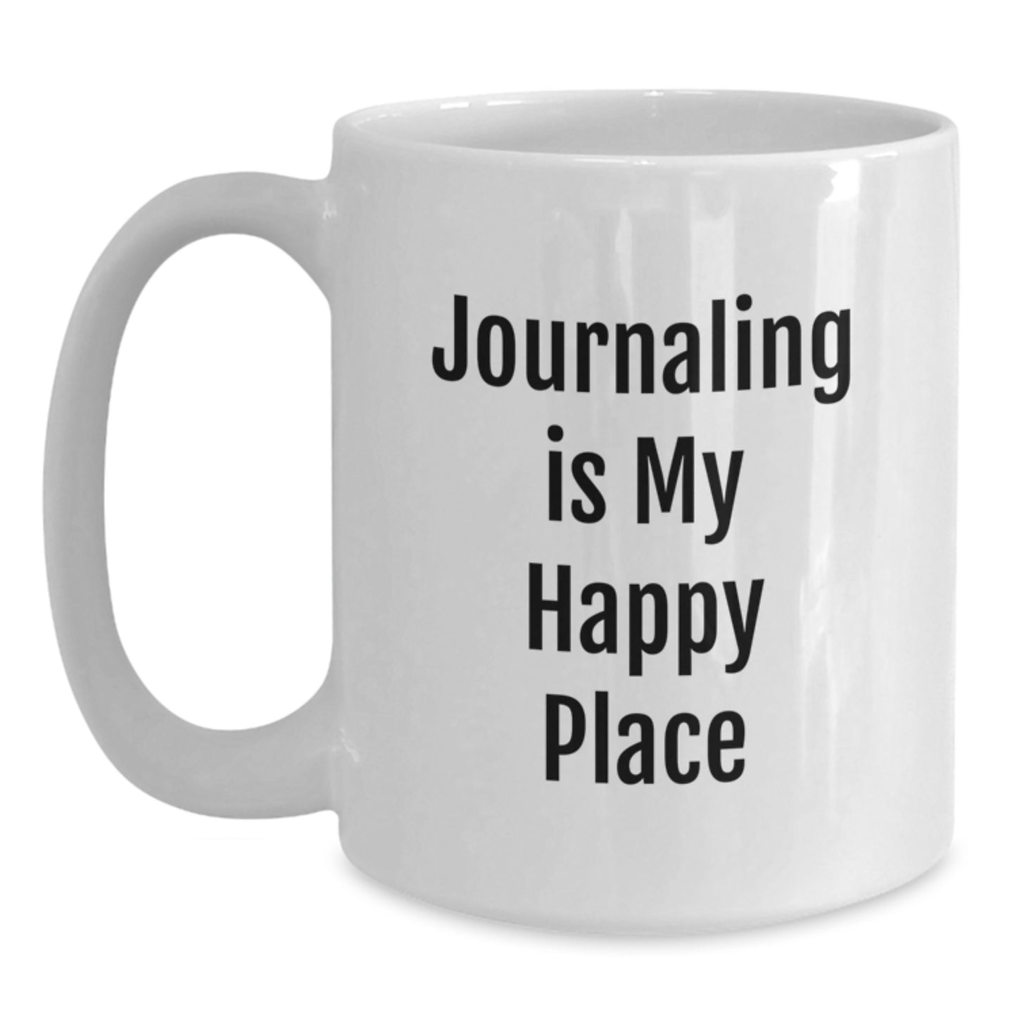 Funny Journaling Gifts for Men from Friends, White Coffee Mug, 'Journaling Is My Happy Place' - Main