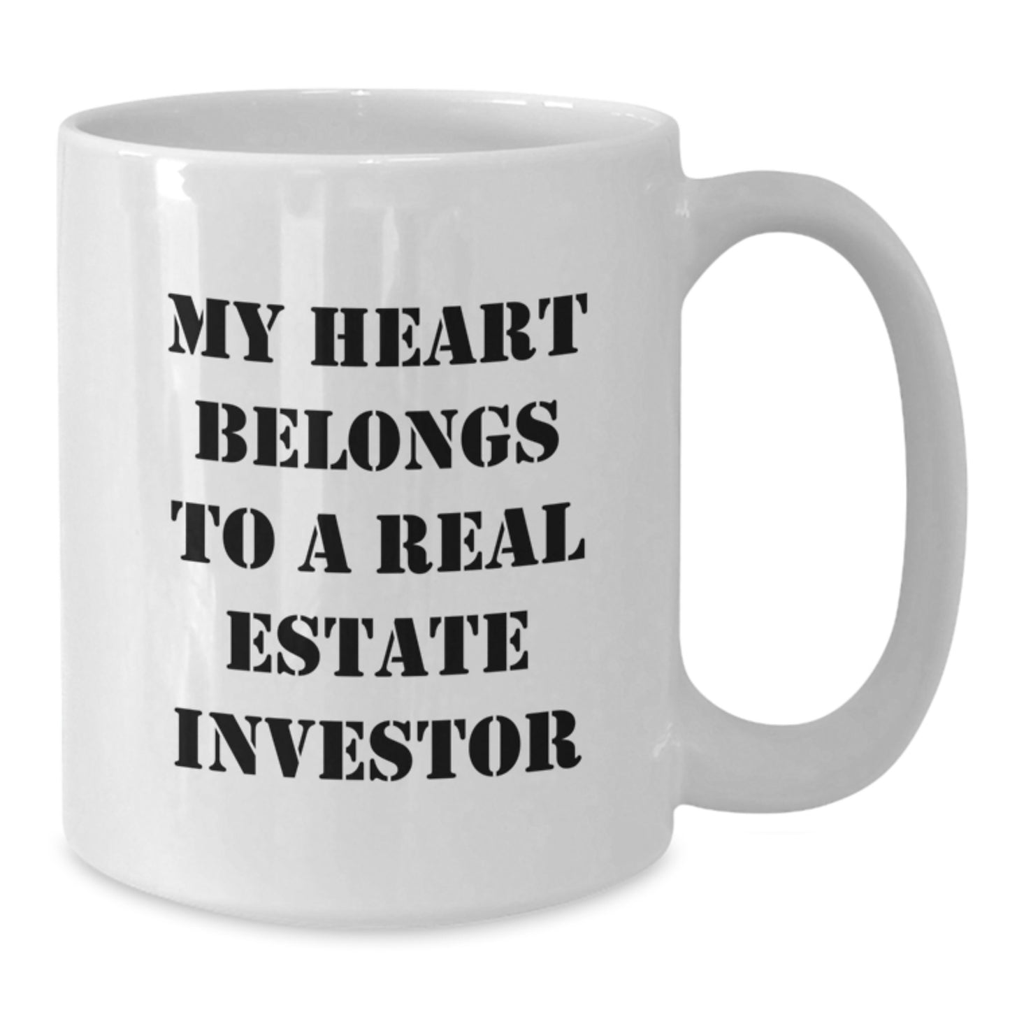 Funny Real Estate Investor Gifts from Friends for Men and Women, White Coffee Mug with My Heart Belongs To A Real Estate Investor Quote, Birthday Unique Gifts - Additional