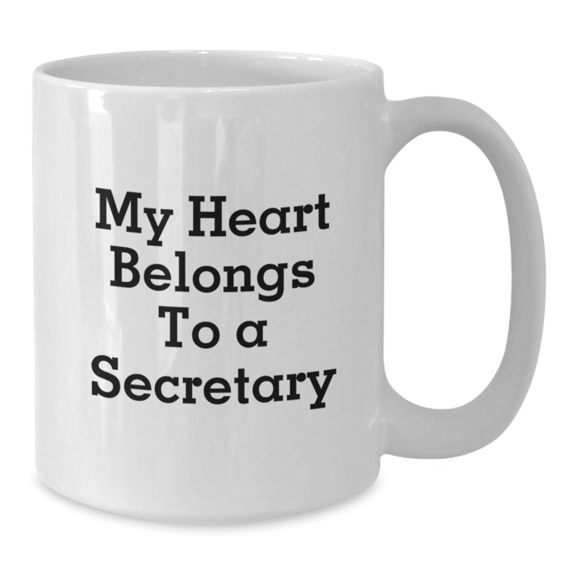 Funny Secretary Birthday Unique Gifts for Friends from Men, White Coffee Mug with Cute Quote - My Heart Belongs To A Secretary, Perfect Office Secretary Gifts - Additional