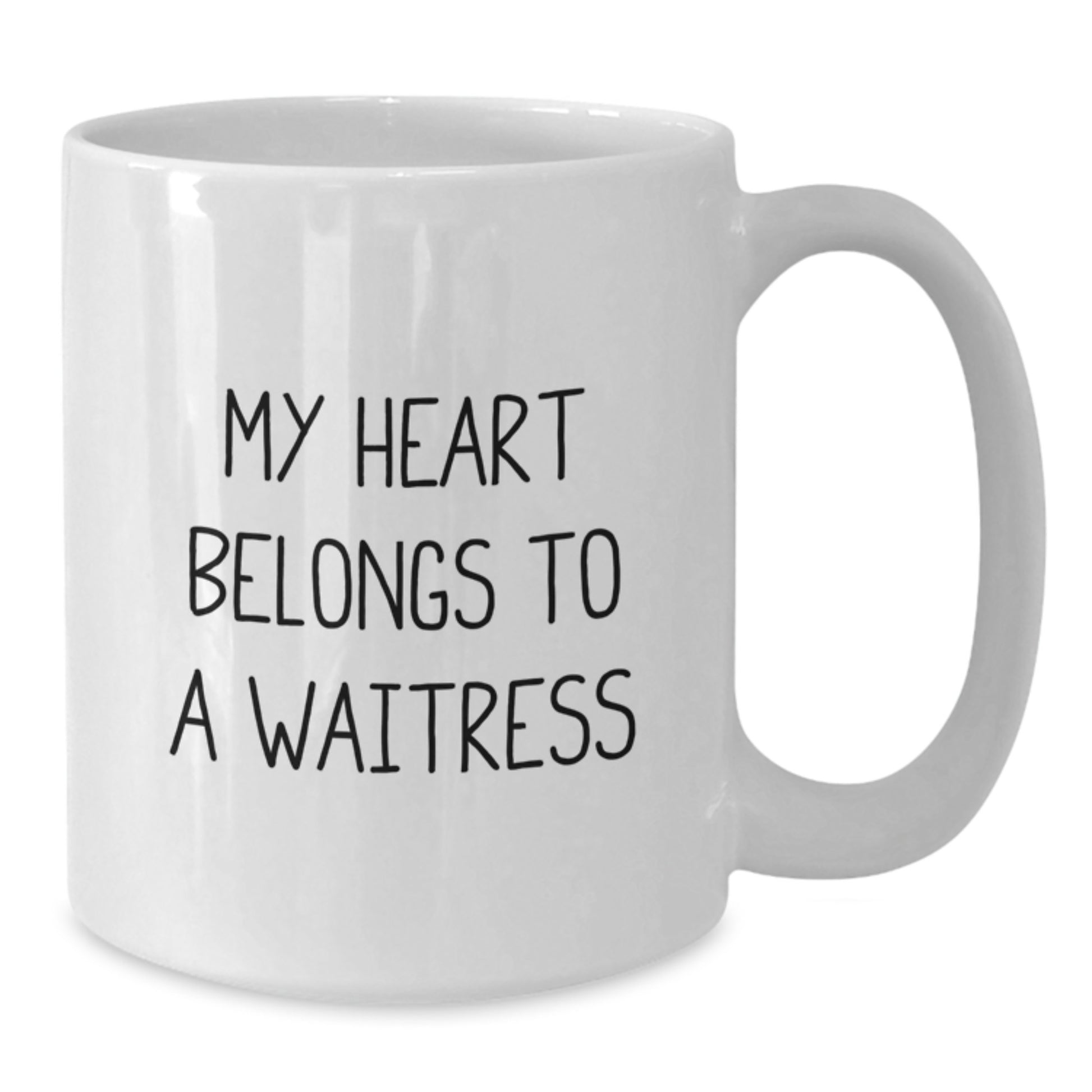 Funny Quote Gifts for Waitress from Friends, White Coffee Mug, Graduation Unique Gifts, 'My Heart Belongs To A Waitress' - Additional