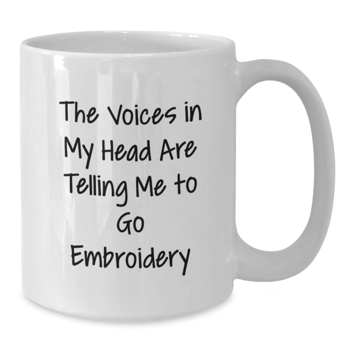 Funny Embroidery Gifts for Men Women Friends Coworkers Family - The Voices In My Head Are Telling Me To Go Embroidery White Coffee Mug, Graduation Unique Gifts from Friends and Family - Additional