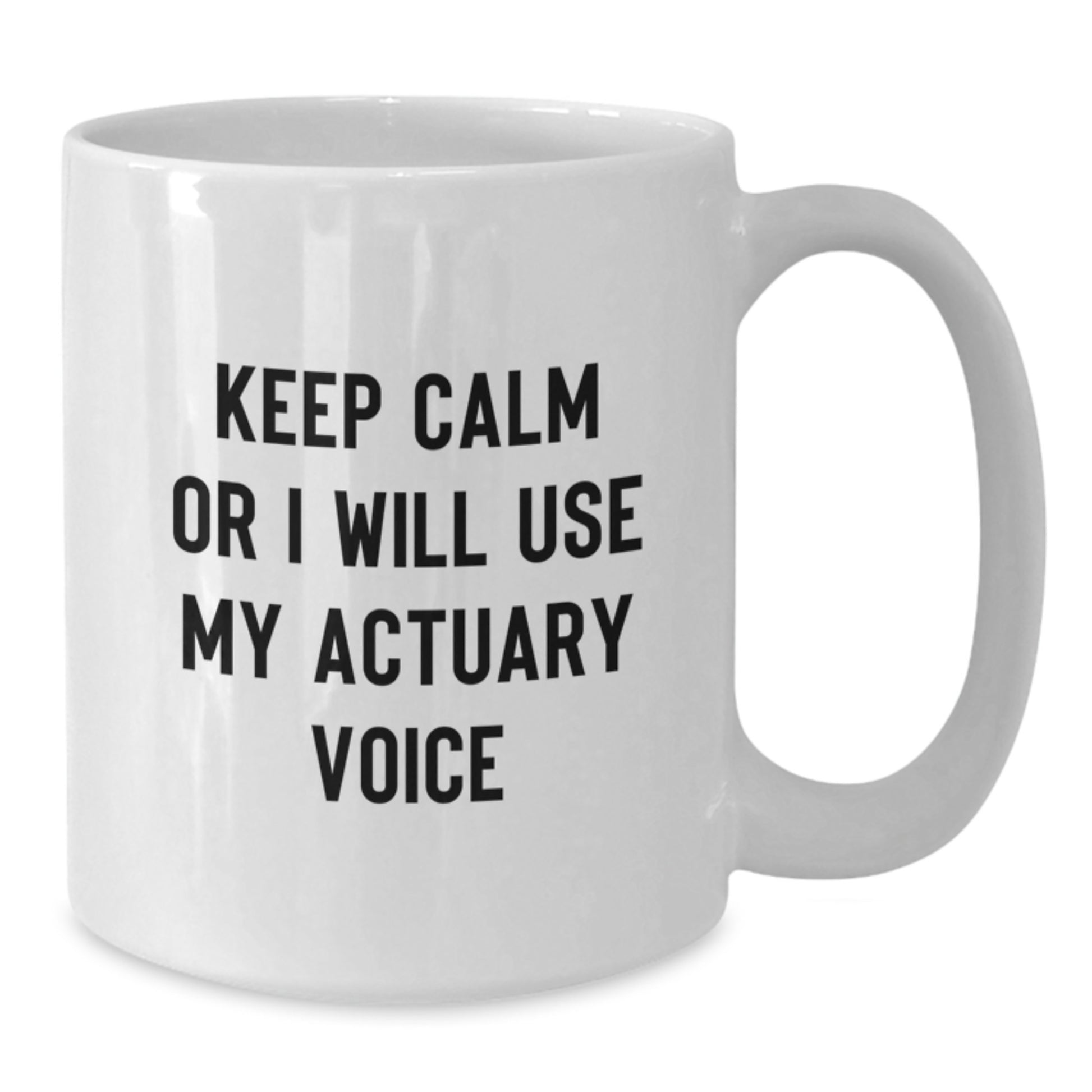 Funny Actuary Gifts from Friends, White Coffee Mug for Actuary, Keep Calm Or I'll Use My Actuary Voice - Additional