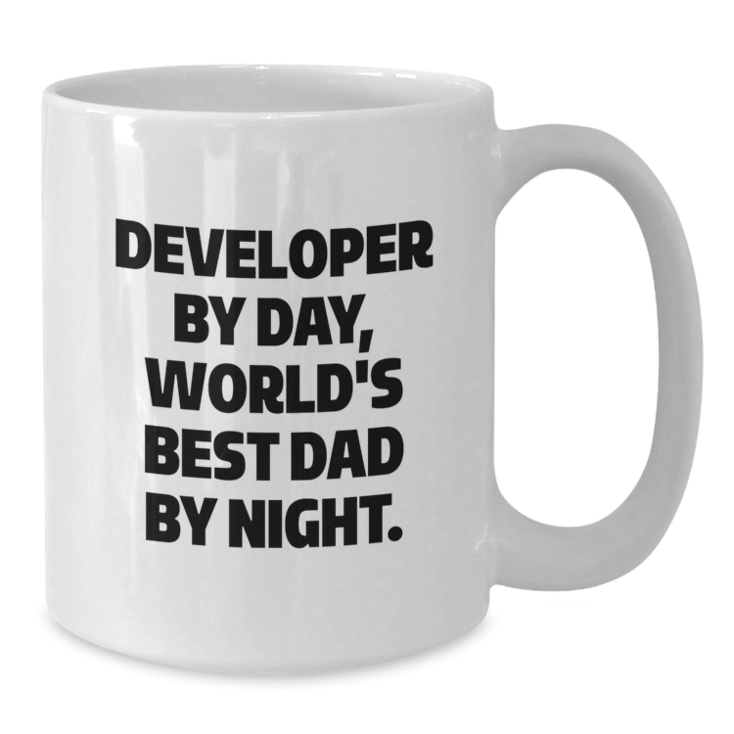 Funny Developer Gifts from Mom or Dad, Unique White Coffee Mugs for Developer By Day, World's Best Dad By Night. - Additional