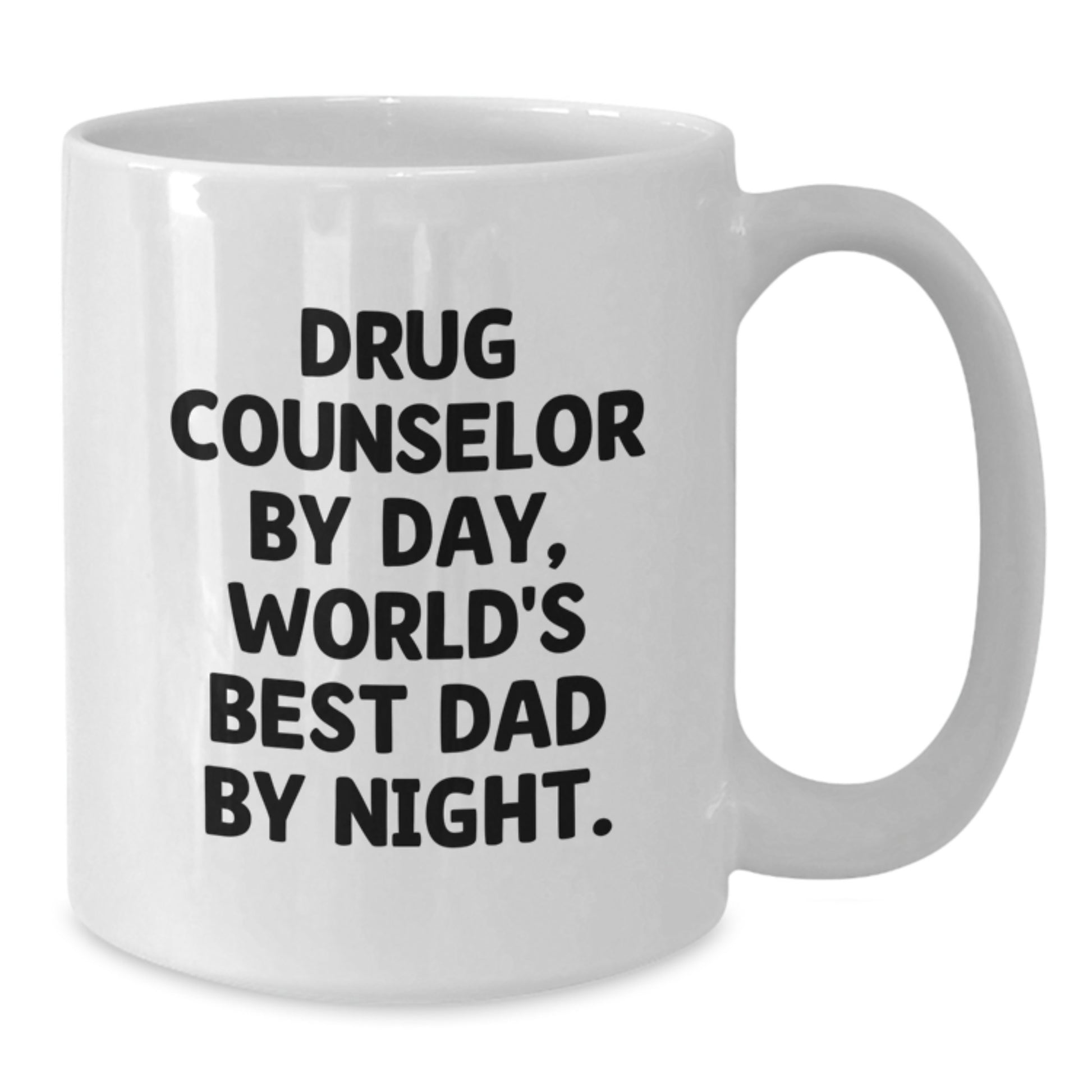 Funny Drug Counselor Gifts for Men, White Coffee Mug, 'Drug Counselor By Day, World's Best Dad By Night' Quote, Unique Christmas Unique Gifts from Husband - Additional