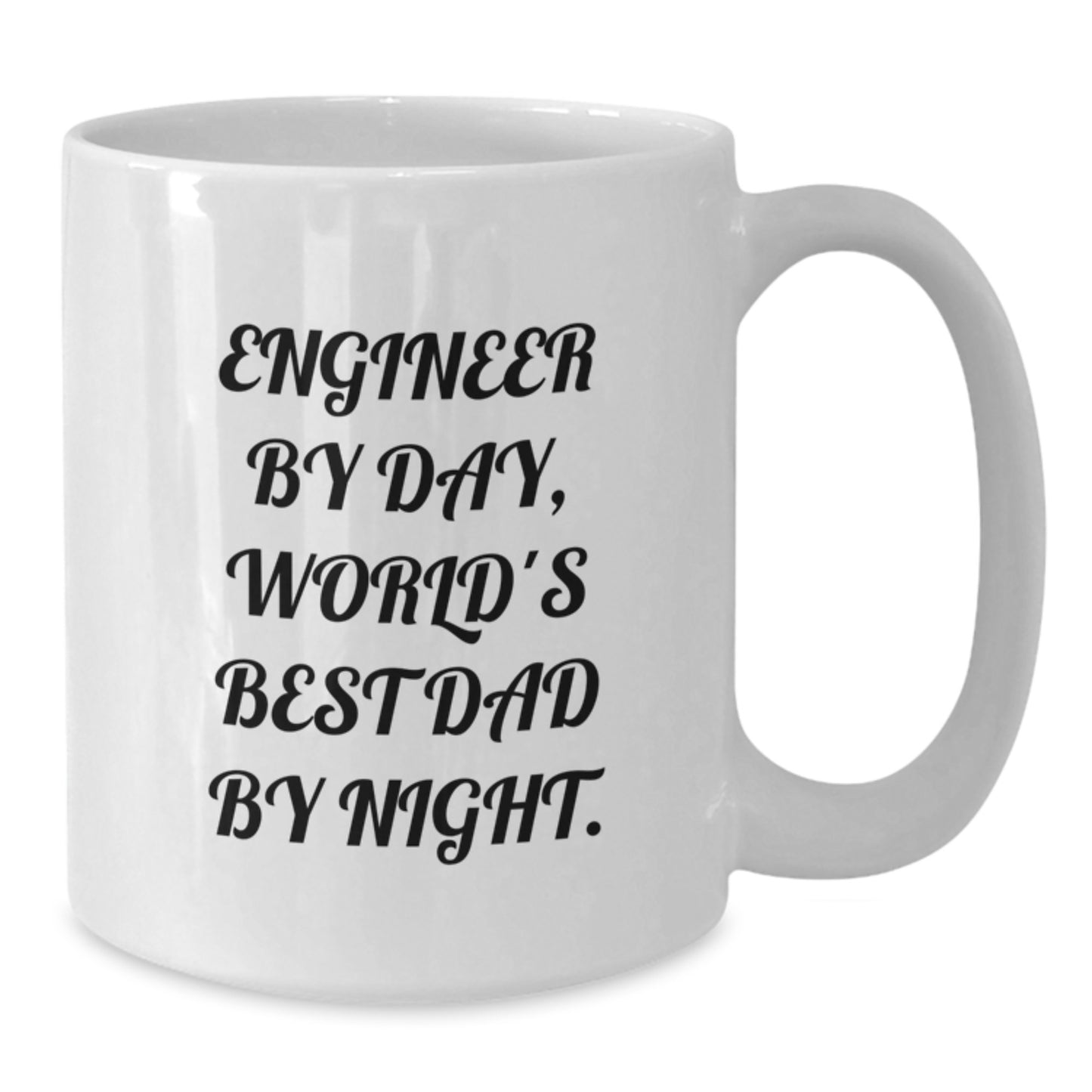 Funny Engineer Gifts for Men, White Coffee Mug, 'Engineer By Day, World's Best Dad By Night.', Birthday Unique Gifts from Dad to Engineer - Additional