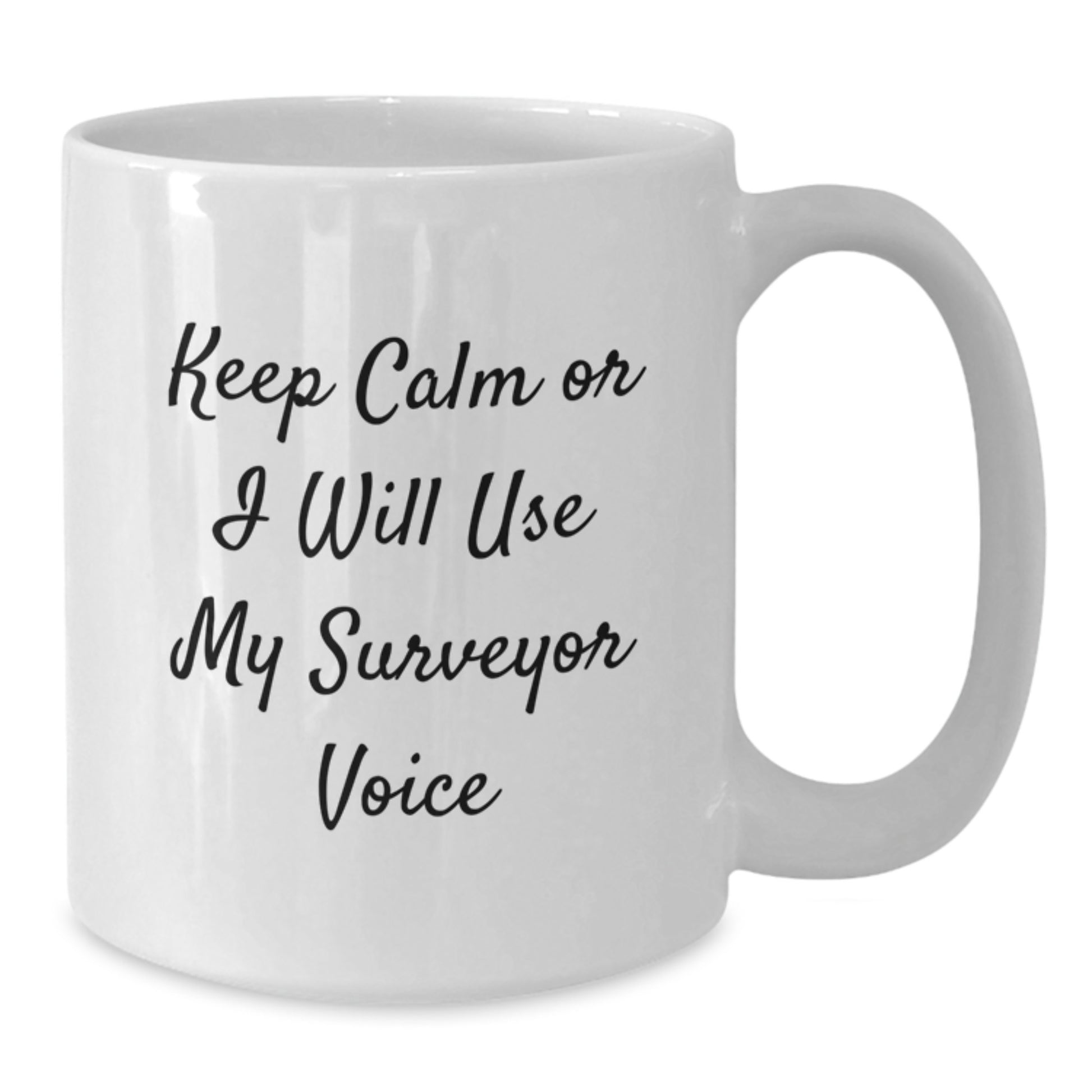 Funny Surveyor Gifts for Surveyor Friends - Keep Calm Or I Will Use My Surveyor Voice White Coffee Mug Gifts from Men to Surveyor - Additional
