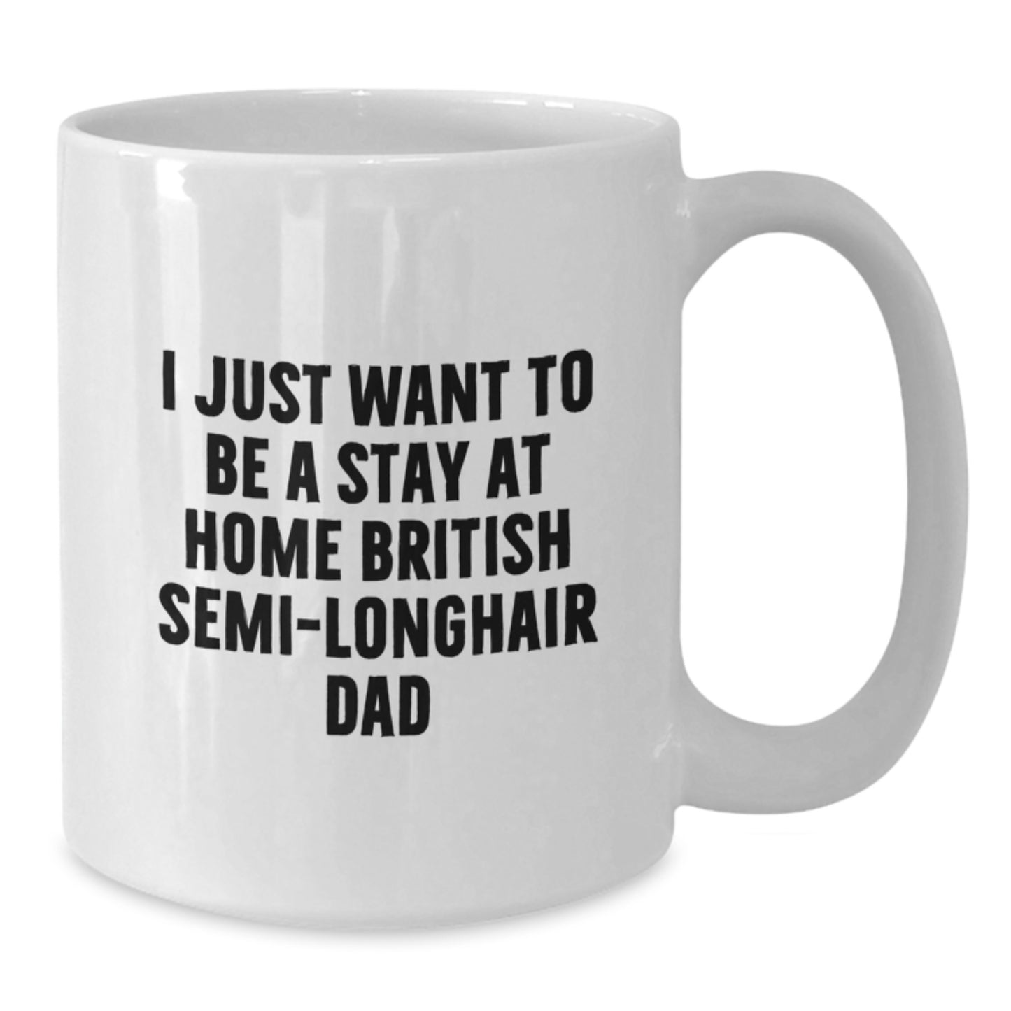 British Semi-Longhair Cat Dad's Funny White Coffee Mug Gifts from Friends for Graduation - I Just Want To Be A Stay At Home British Semi-longhair Dad - Additional