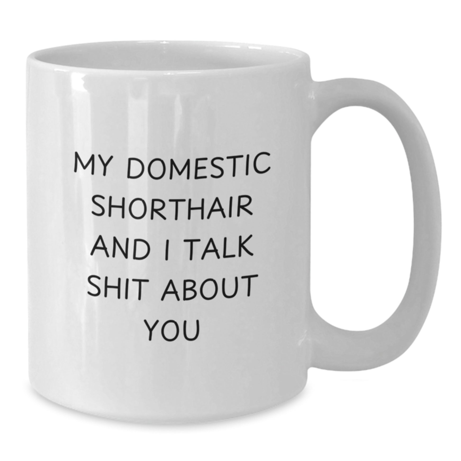 Funny Domestic Shorthair Cat Gifts, White Coffee Mugs with My Domestic Shorthair and I Talk Shit About You Quote, Father's Day Unique Gifts for Men from Family - Additional