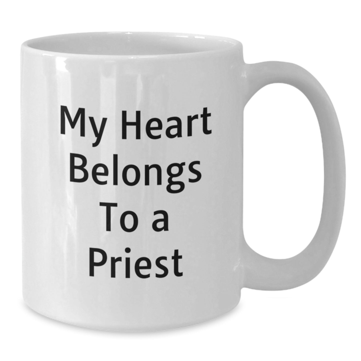 Comedic Priest White Coffee Mug Gifts for Men from Friends, Birthday Unique Gifts, My Heart Belongs To A Priest Quote, White Coffee Mug for Priest Enthusiasts - Additional