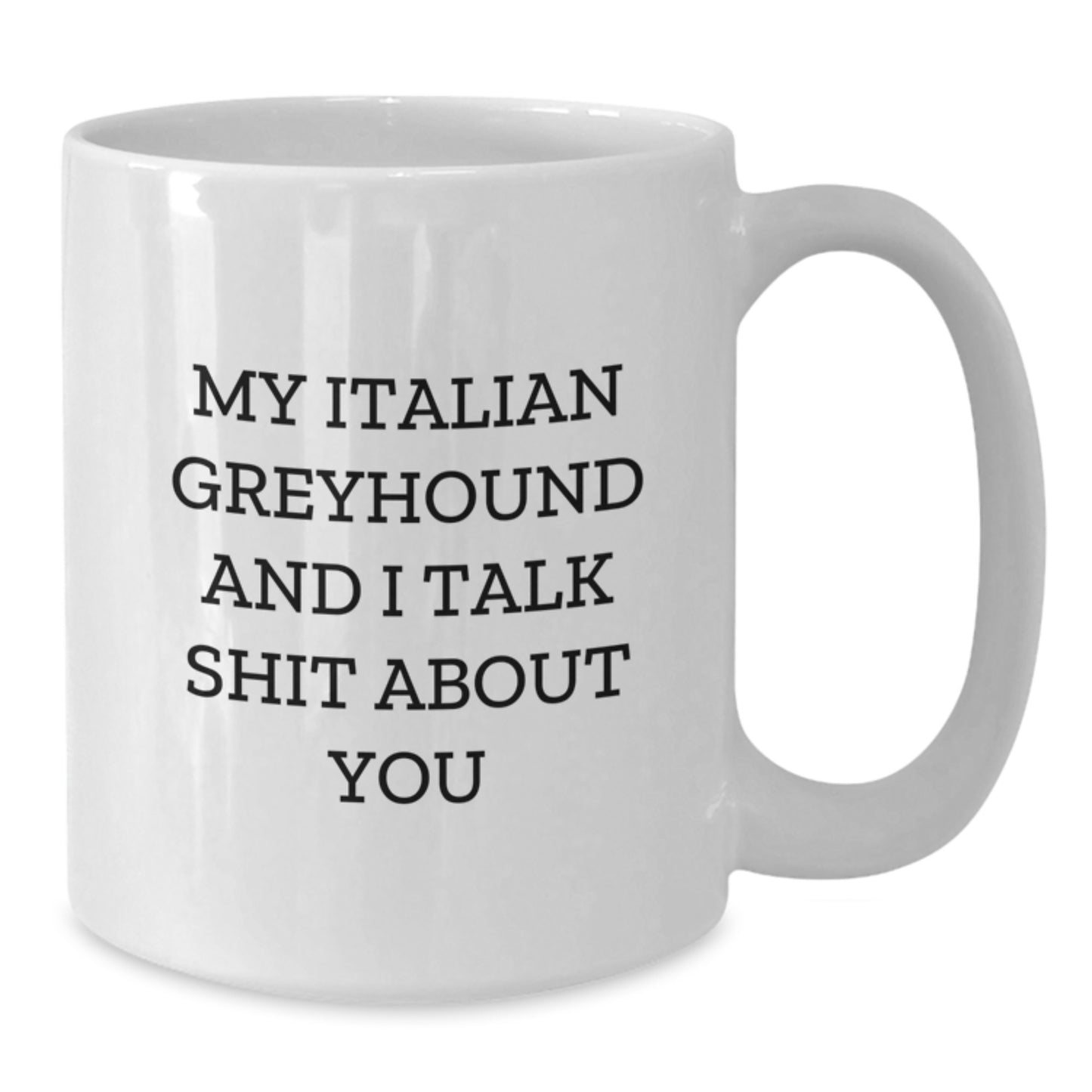 Funny Italian Greyhound Dog Gifts for Mom, Unique White Coffee Mug for Italian Greyhound Dog Lover, My Italian Greyhound And I Talk Shit About You Quote - Additional