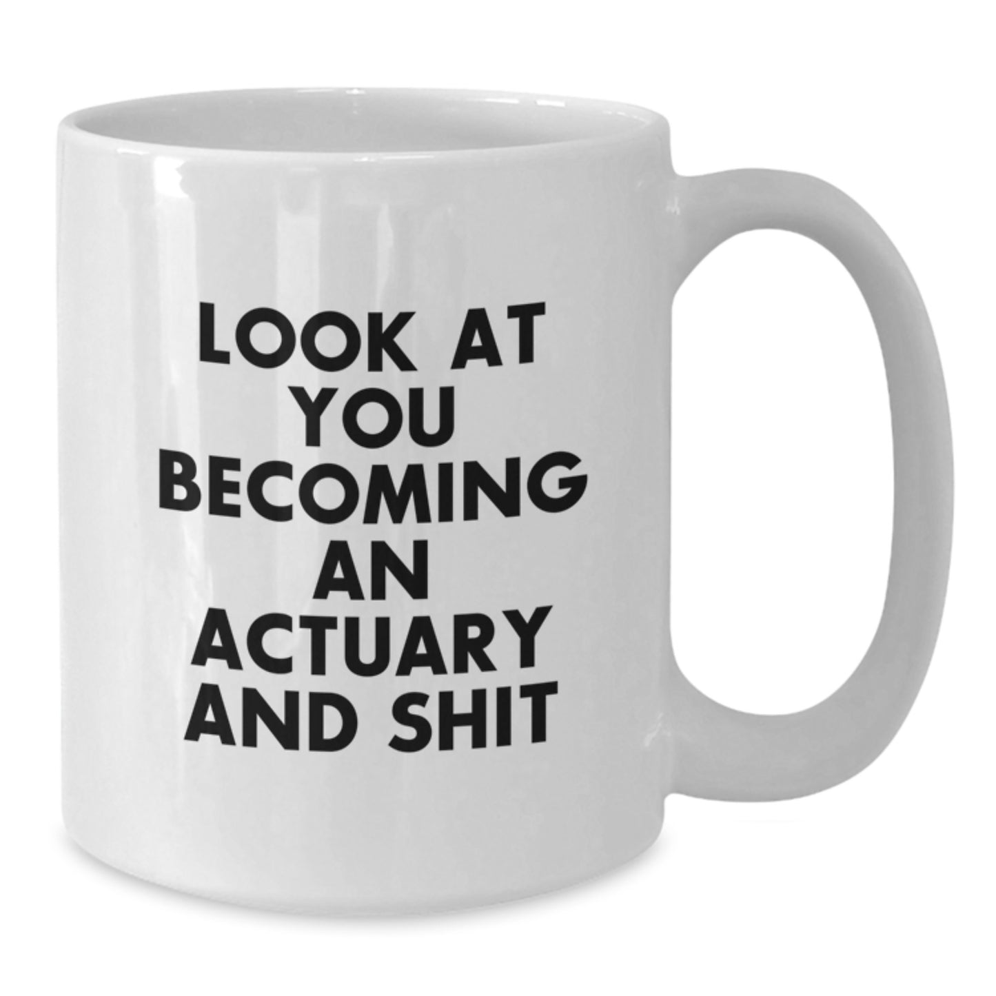 Funny Actuary Gifts from Friends, Actuary White Coffee Mug for Graduate Men, 'Look At You Becoming An Actuary And Shit' - Additional