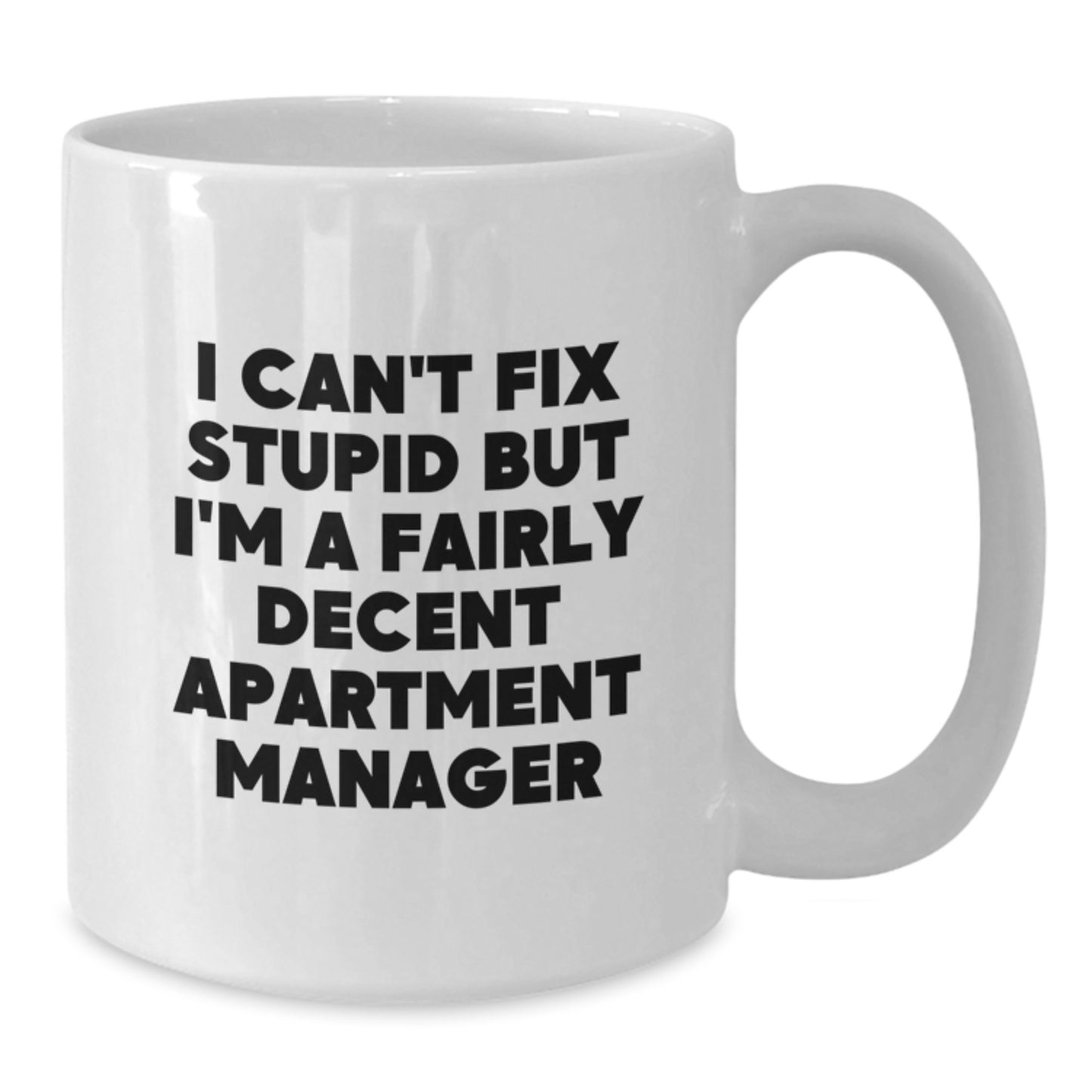 Funny Apartment Manager Gifts for Her, Unique White Coffee Mug with I Can't Fix Stupid Quote, Graduation Office Humor - Additional