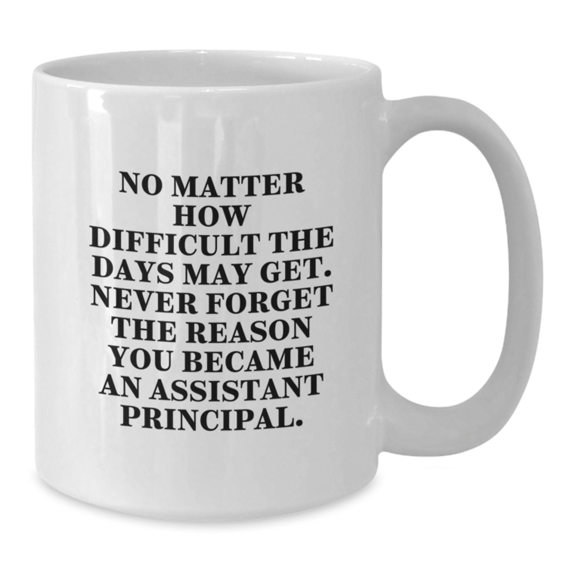 Funny Gifts from Family to Assistant Principal White Coffee Mug, Birthday Unique Gifts for Men in White Color, Inspirational Quote about Never Giving Up - Assistant Principal - Additional