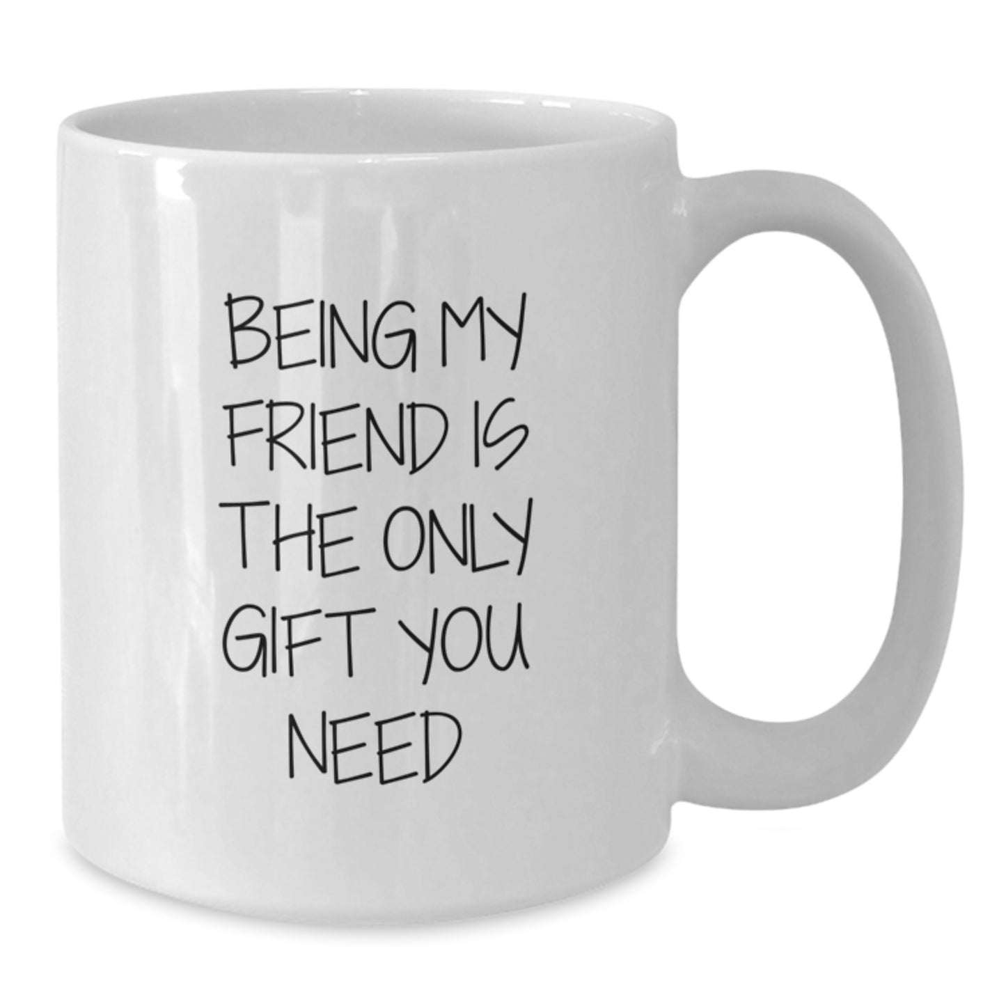 Funny Quotes Gifts from Friends to Friend on Valentine's Unique White Coffee Mugs, 'Being My Friend Is The Only Gift You Need' - Additional