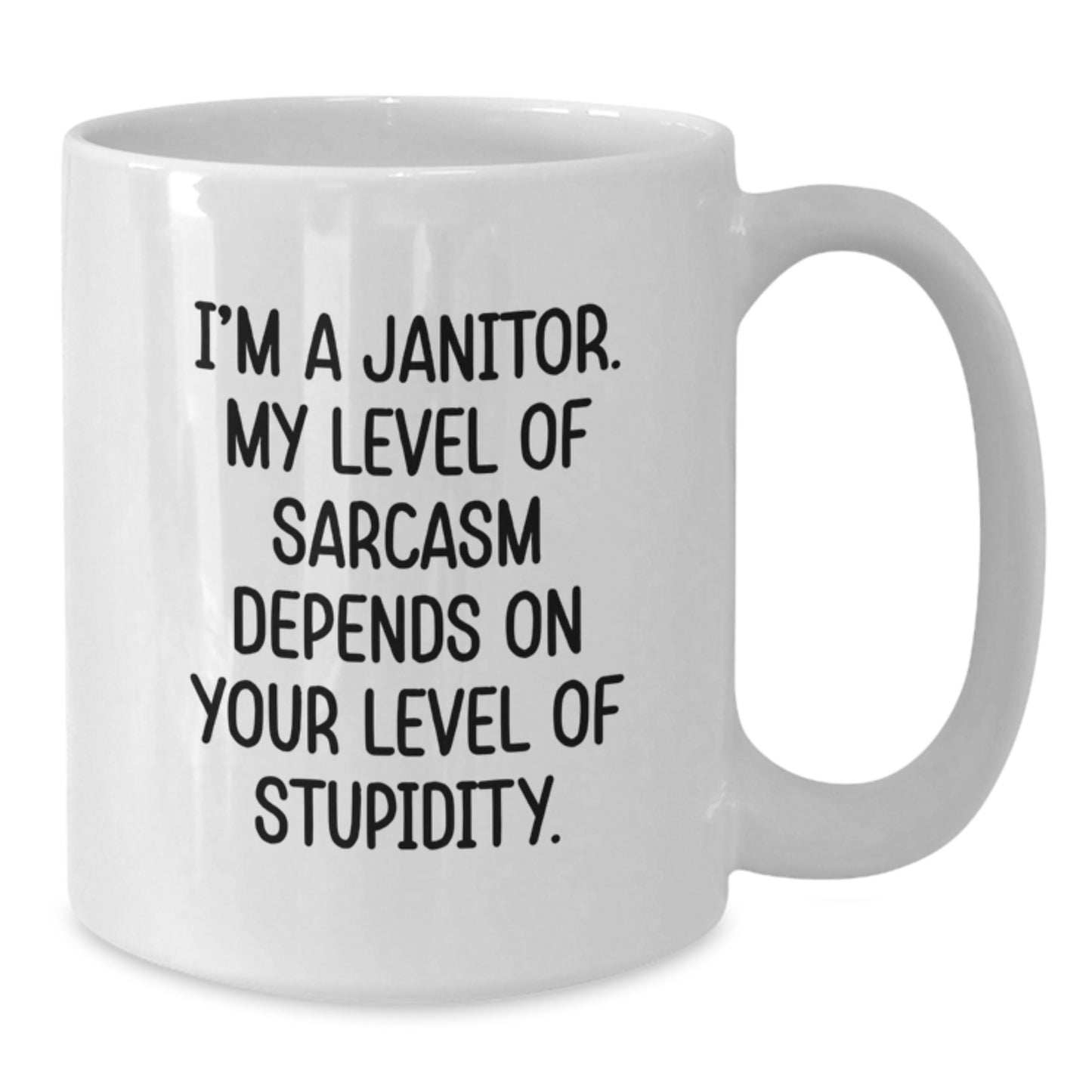 Funny Janitor Gifts for Men, White Coffee Mug with Graduation Unique Gifts, 'I'm A Janitor My Level Of Sarcasm', Gifts from Friends - Additional