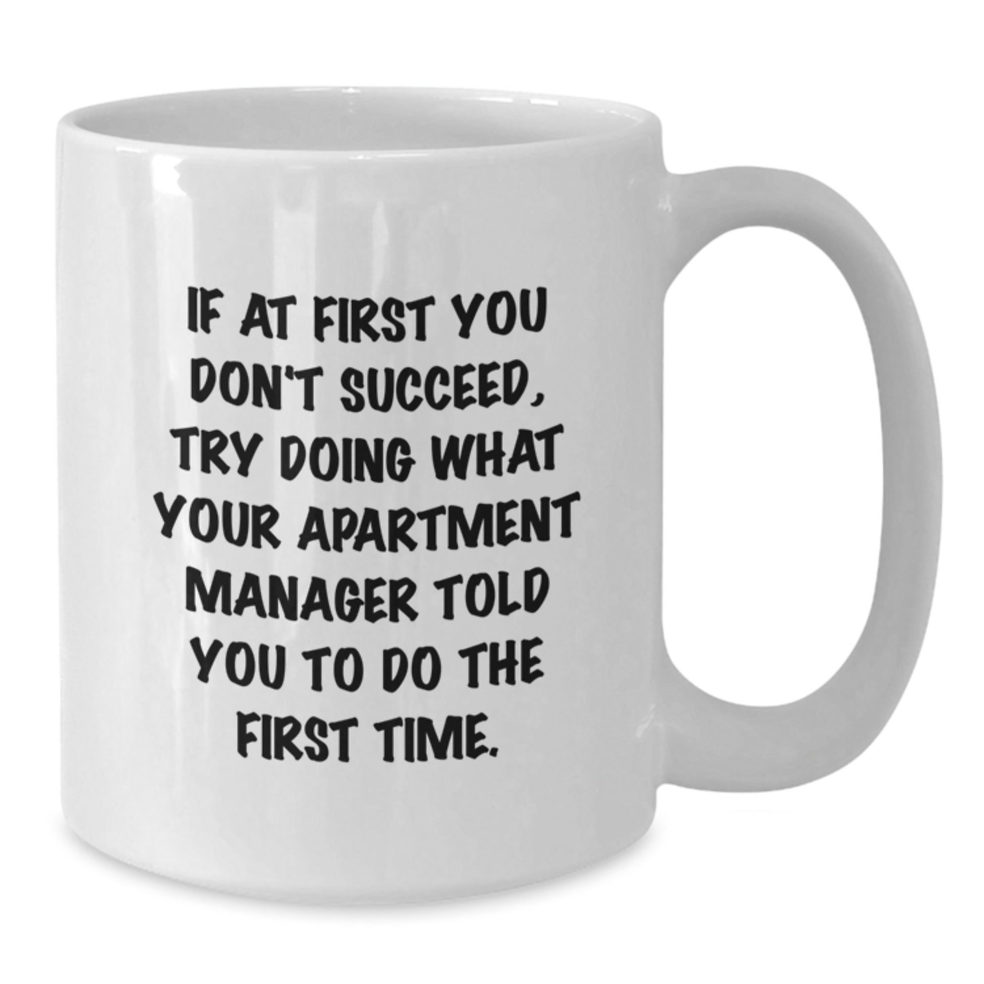 Funny Apartment Manager Gifts for Birthday from Friends - 'If At First You Don't Succeed, Try Doing What Your Apartment Manager Told You To Do The First Time.' White Coffee Mug - Additional