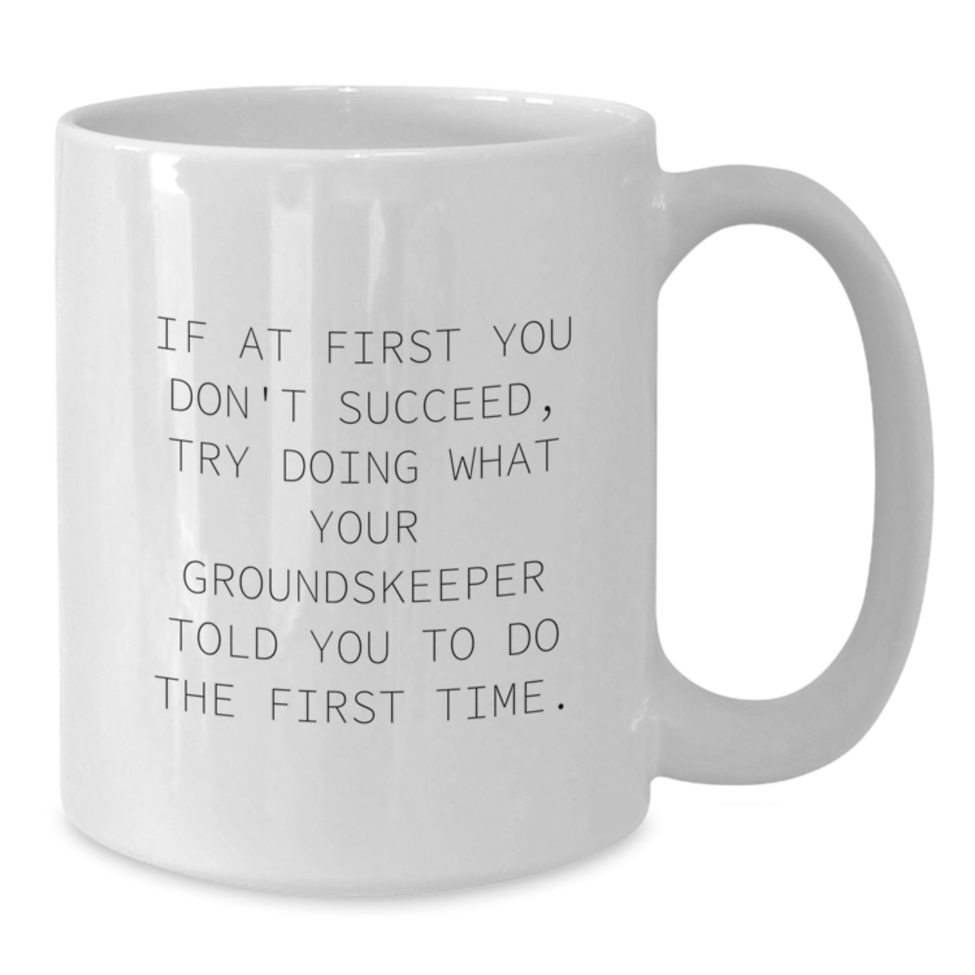 Funny groundskeeper Gifts, If At First You Don't Succeed, Try Doing What Your groundskeeper Told You To Do The First Time., White Coffee Mug for Birthday, Gifts from Friends to groundskeeper - Additional