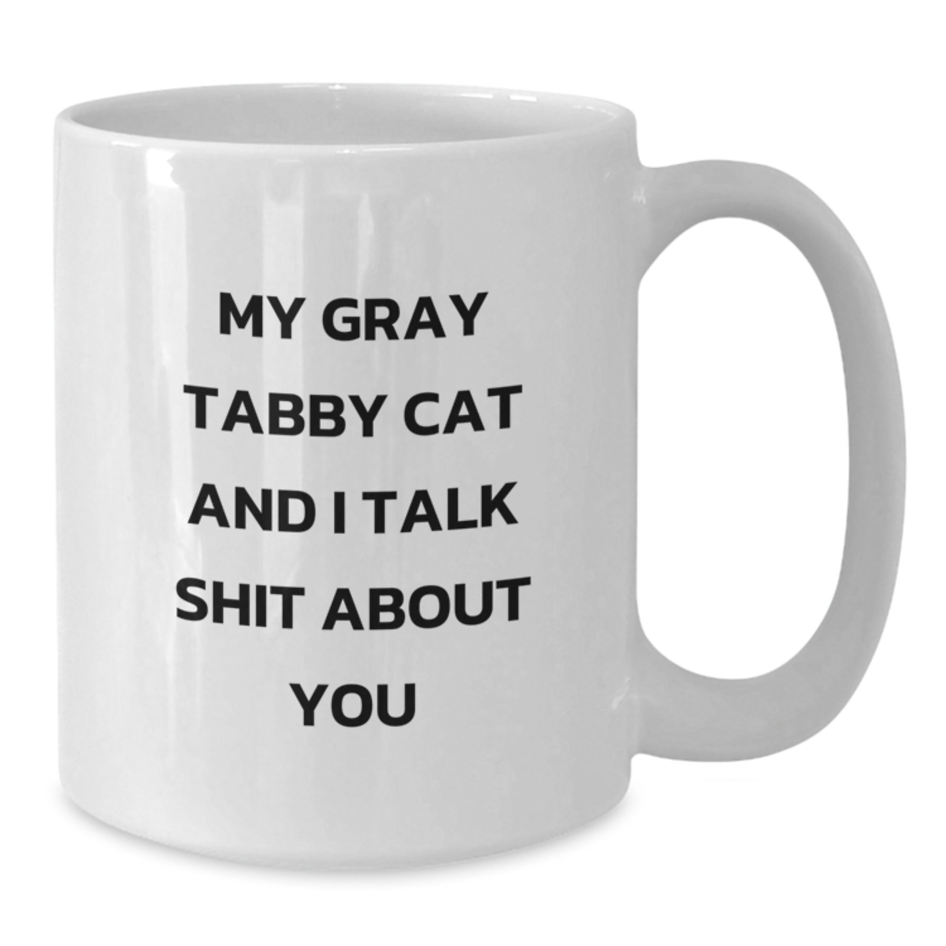 Funny Gray Tabby Cat Gifts from Men to Women Friends on Valentine's Unique White Coffee Mugs - Additional