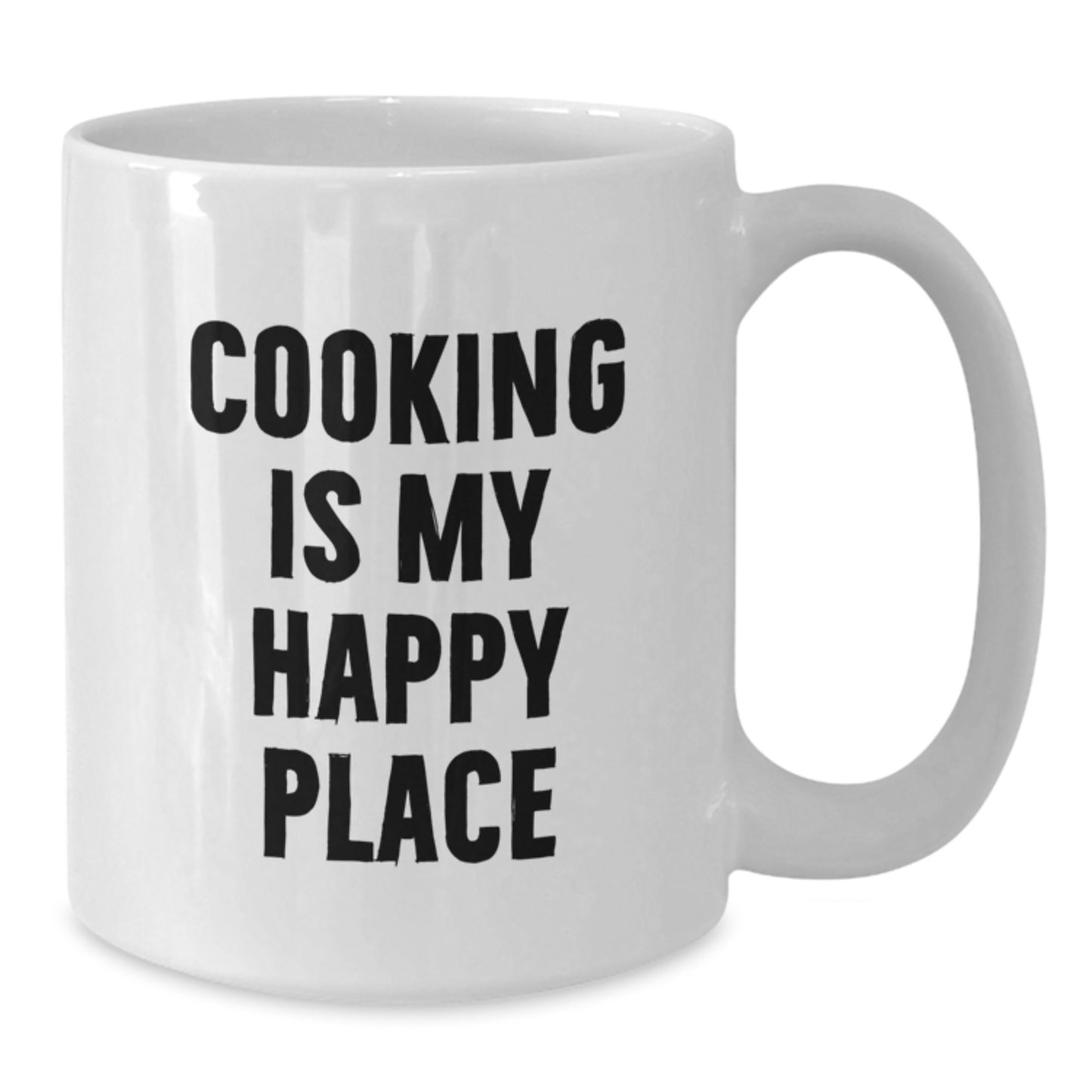 Funny Cooking Quotes White Coffee Mug Gifts from Men to Cooking Lovers on Valentine's - 'Cooking Is My Happy Place' Mug, White Ceramic, 11oz or 15oz - Additional