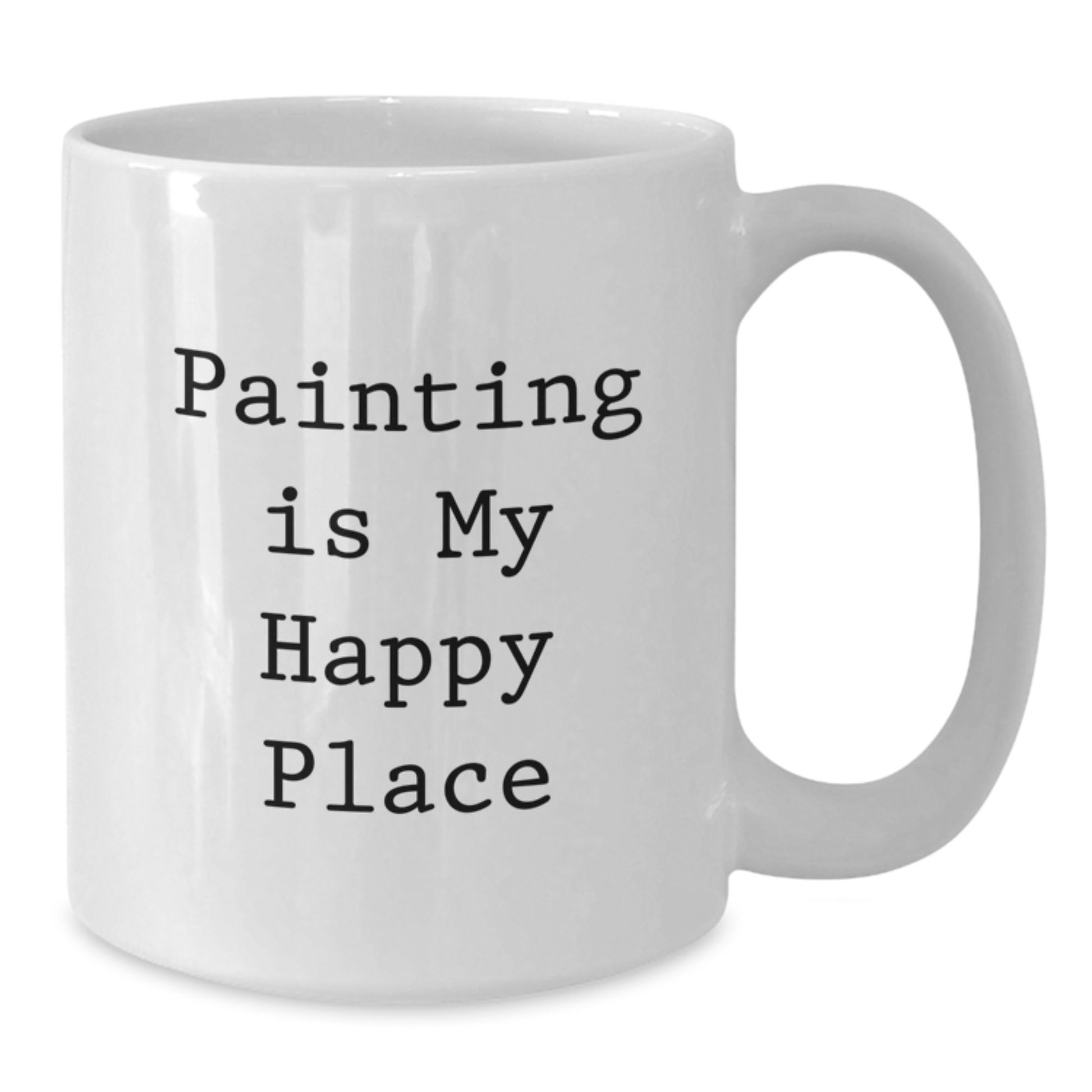 Funny Painting Gifts for Painting Enthusiasts from Family Members, White Coffee Mug with Inspirational Quote Painting Is My Happy Place - Additional