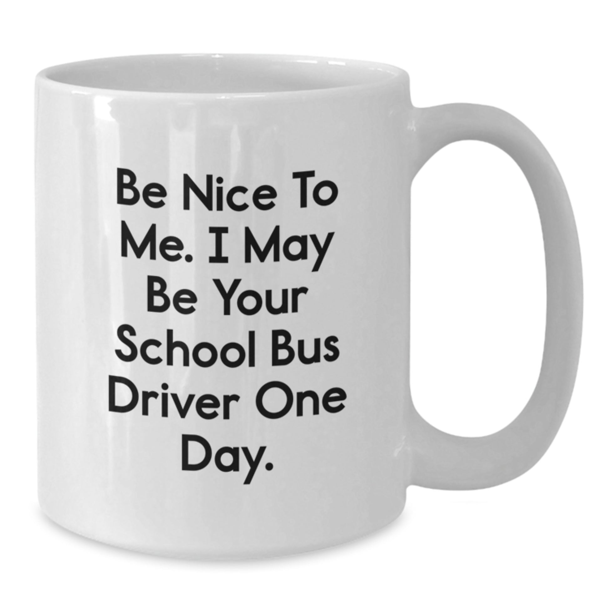 Funny School Bus Driver Gifts for Christmas - White Coffee Mug with Be Nice To Me Quote - Additional