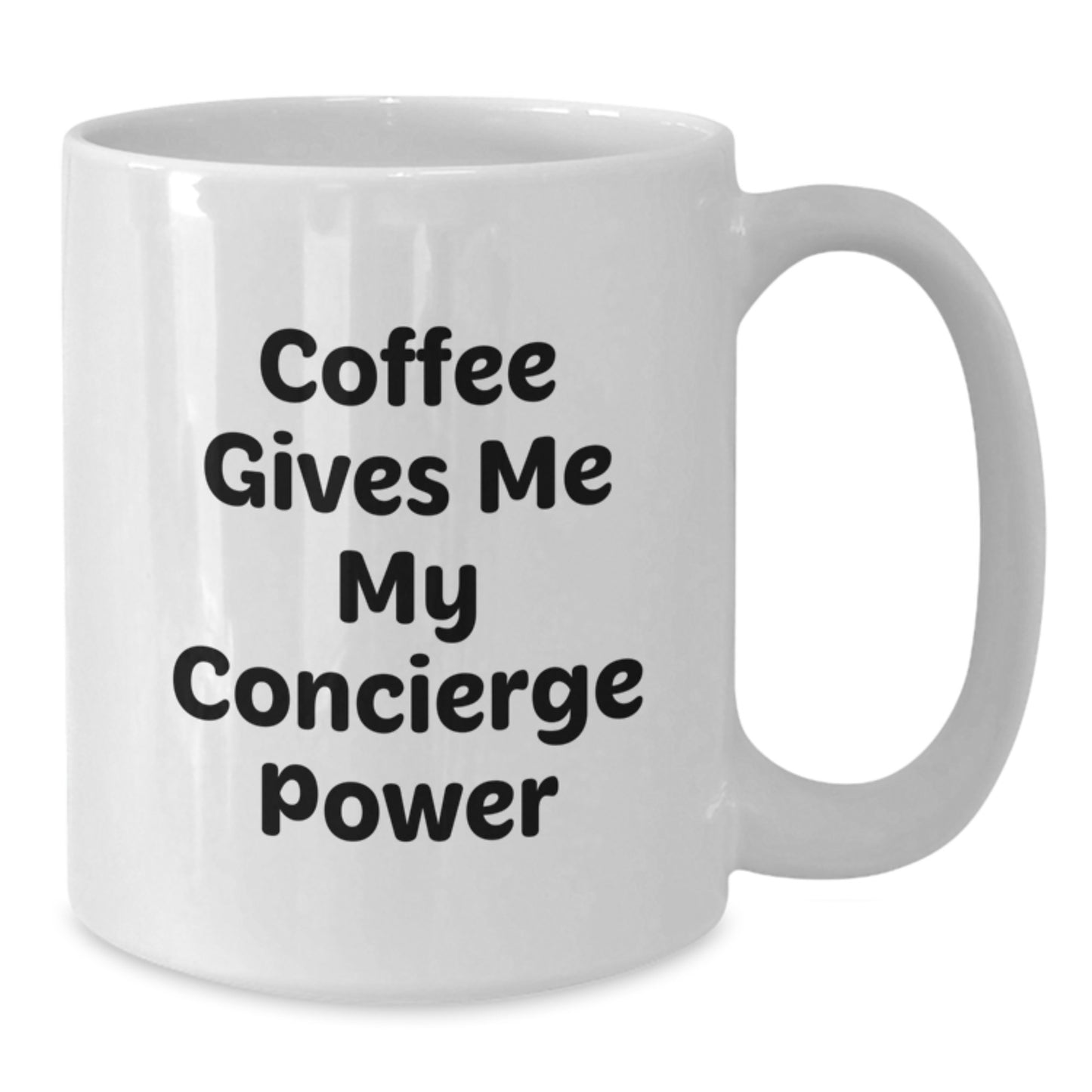 Funny Concierge Gifts for Men, White Coffee Mug, Coffee Gives Me My Concierge Power - Unique Graduation Gifts from Family, Friends, or Coworkers - Additional
