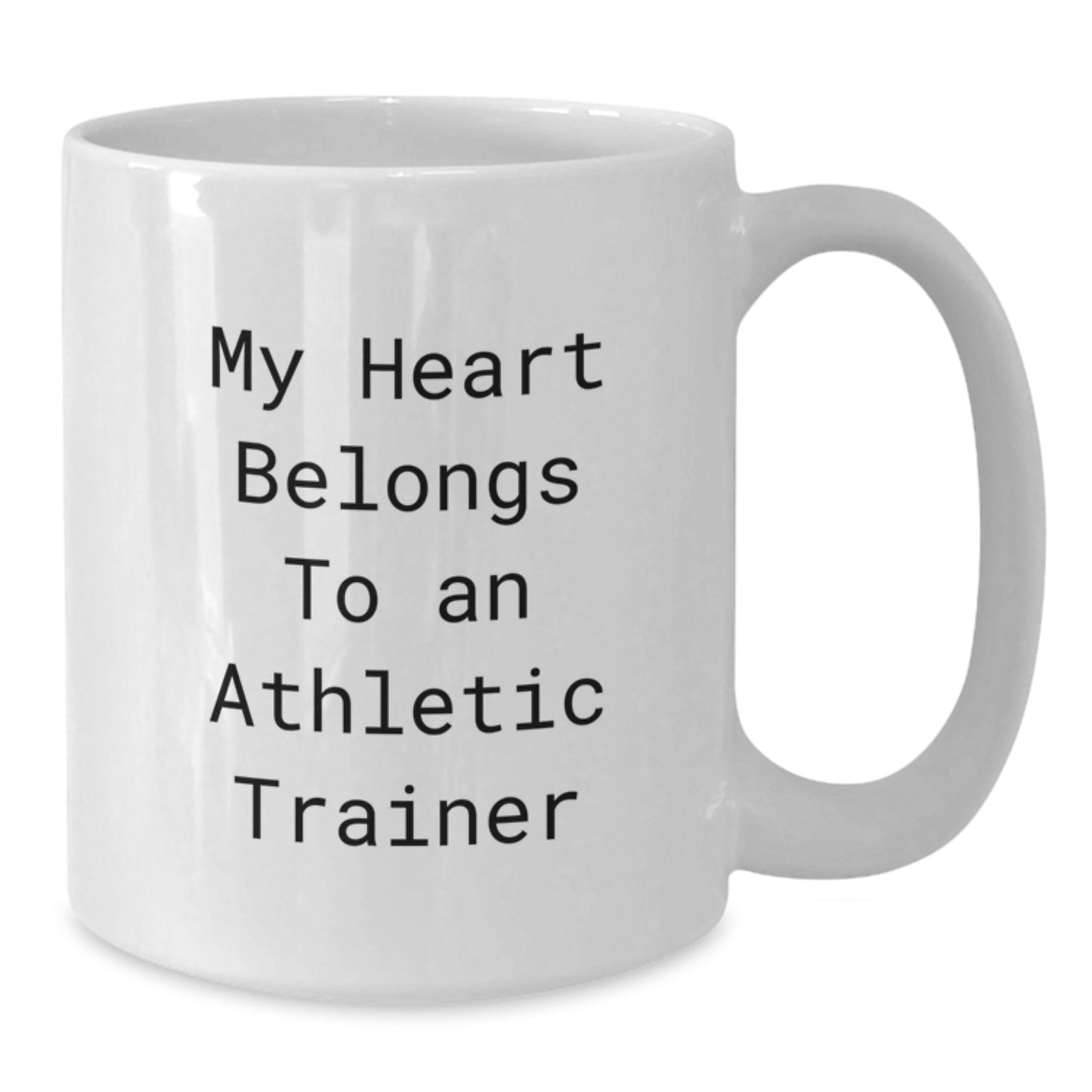 Funny Athletic Trainer Gifts for Him or Her, White Coffee Mug, Quote: 'My Heart Belongs To An Athletic Trainer', Unique Christmas Unique Gifts from Friends or Family to Coworkers - Additional
