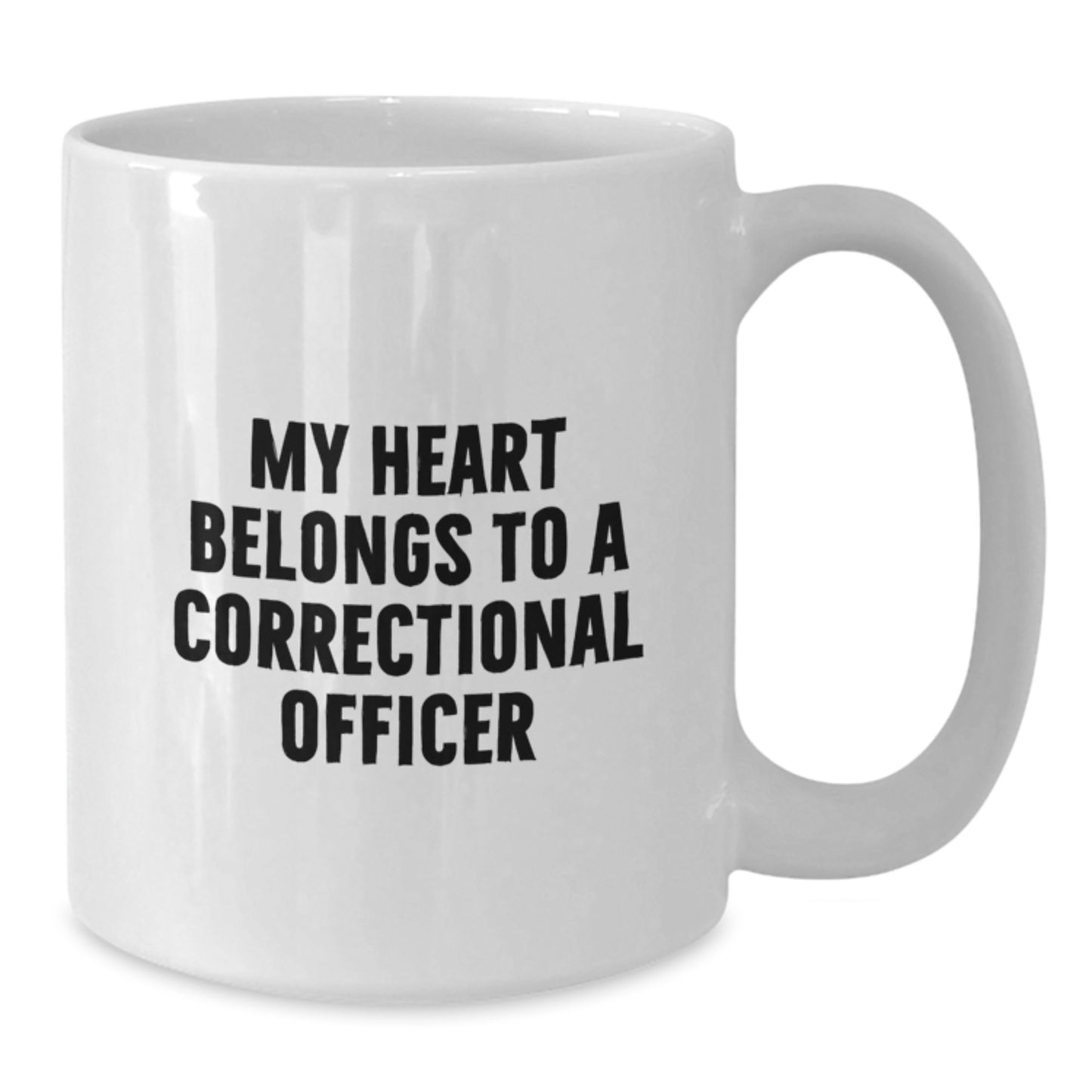 Funny Correctional Officer Gifts from Family to Graduating Correctional Officer Men, Correctional Officer White Coffee Mug, My Heart Belongs To A Correctional Officer - Additional