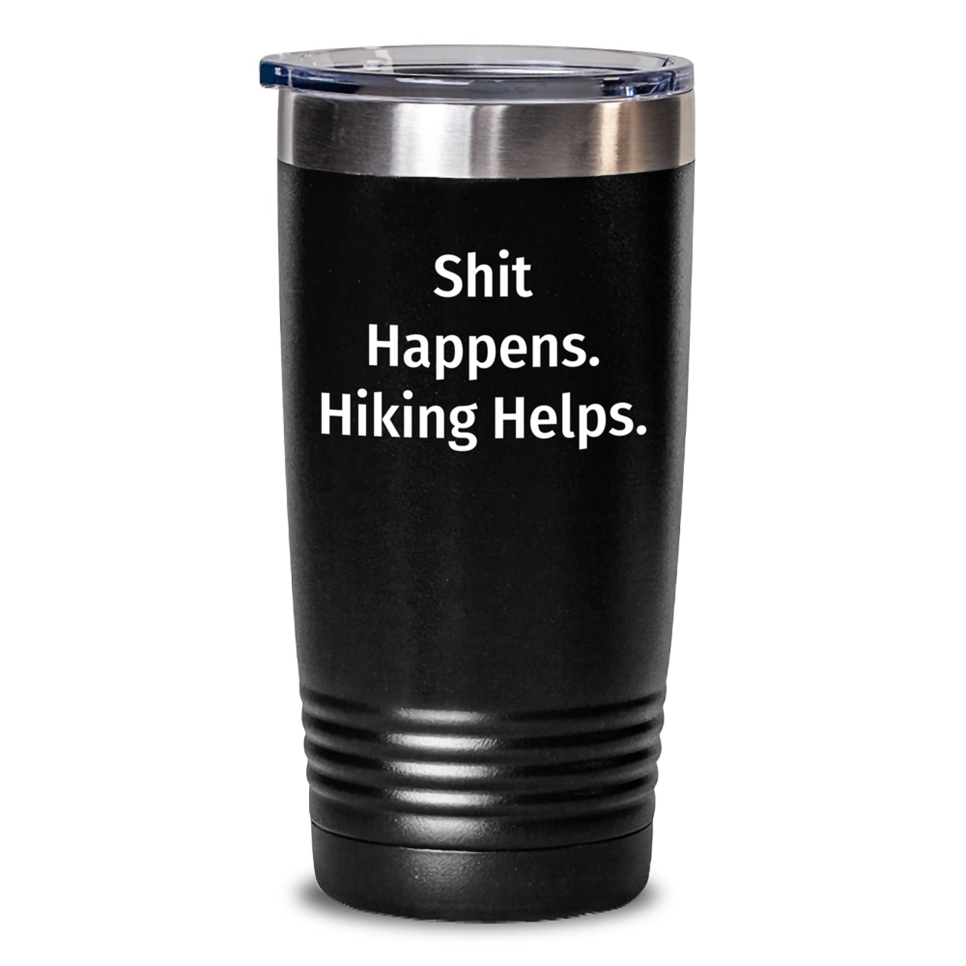 Funny Hiking Gifts for Hiking Enthusiasts, Birthday Unique Tumbler, Shit Happens. Hiking Helps. Motivational Tumbler, 20oz or 30oz Capacity Stainless Steel Tumbler Gifts from Friends and Family - Main