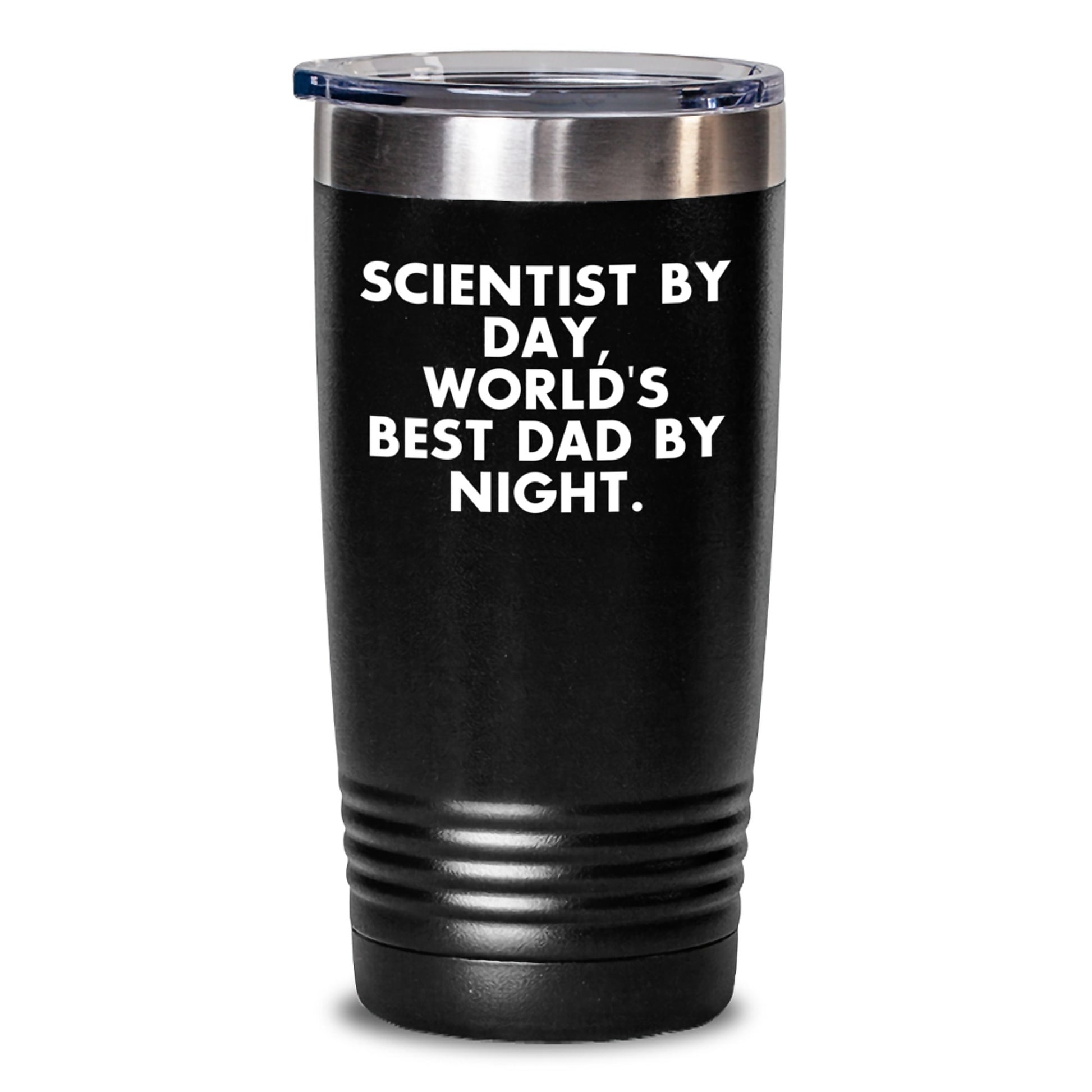 Funny Scientist Gifts for Men - Scientist By Day, World's Best Dad By Night. Christmas Tumbler Mugs for Dad, Scientist, Men, Friends, Coworkers, Family - Main