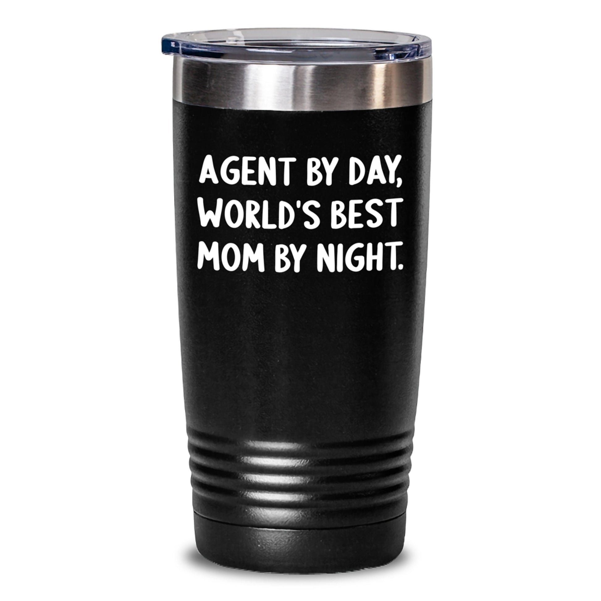 Agent Gifts - Funny Quote Tumbler for Birthday - 'Agent By Day, World's Best Mom By Night.' - 20oz or 30oz Stainless Steel Tumbler - Main