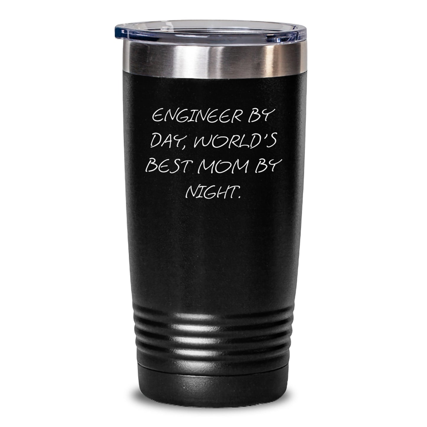 Funny Engineer Gifts Christmas Unique Presents for Friends and Family - 'Engineer By Day, World's Best Mom By Night.' Stainless Steel Tumbler, 20oz or 30oz Capacity - Main