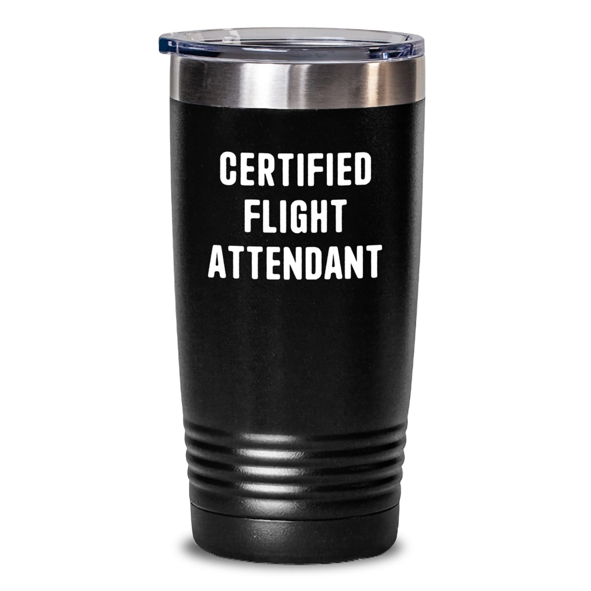 Funny Flight Attendant Gifts for Friends, Unique Christmas Tumblers with Certified Flight Attendant Quote, Stainless Steel, 20oz or 30oz - Main