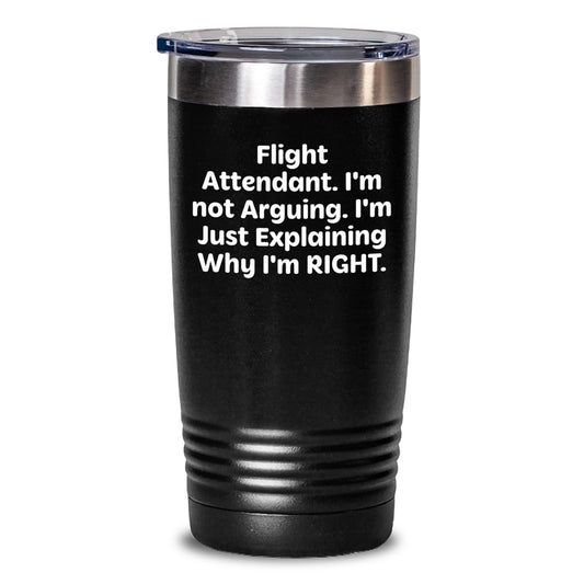 Flight Attendant Funny Quotes Tumbler Gifts from Family to Flight Attendant, Unique Graduation Gifts for Men and Women, Flight Attendant Humor, Stainless Steel Tumbler with Lid, 20oz or 30oz Capacity - Main