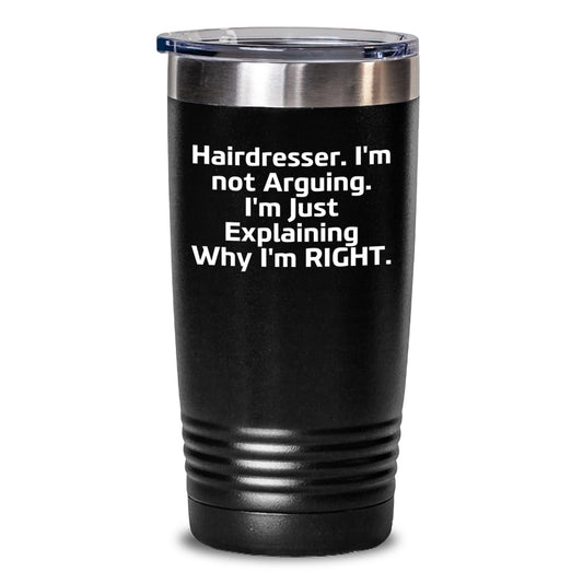 Funny Hairdresser Tumbler Gifts from Men to Friends - Hairdresser Humor for the Holidays, Perfect Stainless Steel Insulated Tumbler for Coffee or Tea - Main