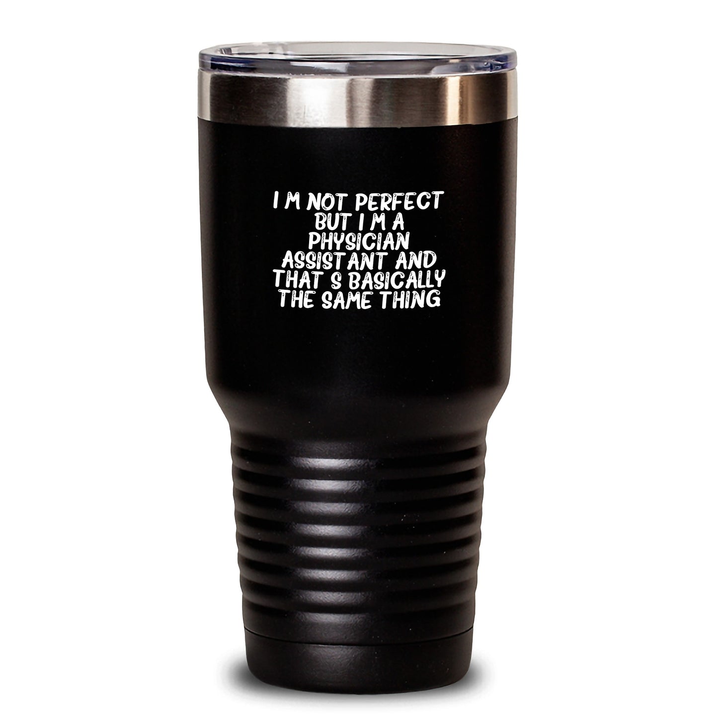 Funny Physician Assistant Gifts for Christmas, Unique PA Tumbler, Inspirational 'I'm Not Perfect But I'm A Physician Assistant' Quote, 20/30oz Stainless Steel Cup from Friends - Main