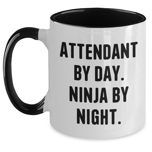 Attendant By Day, Ninja By Night, Funny Two Tone Coffee Mug Gifts for Attendants from Men, Gifts for Attendants on Father's Day - Main