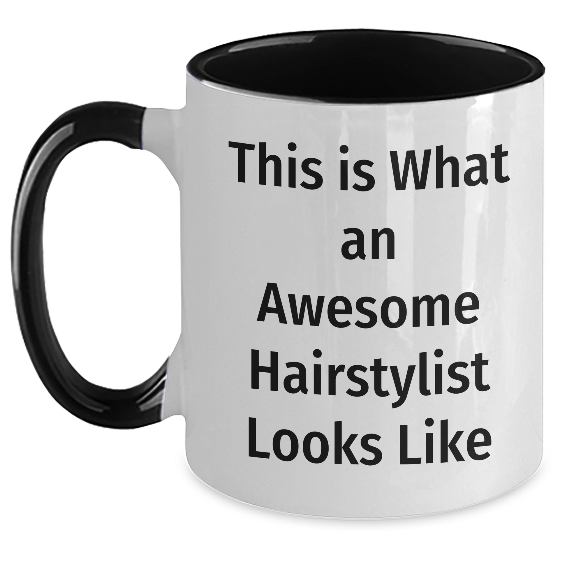 Funny Hairstylist Gifts from Friends - Two Tone Coffee Mug for Awesome Hairstylists, Graduation Unique Gifts, 'This Is What An Awesome Hairstylist Looks Like' - Main