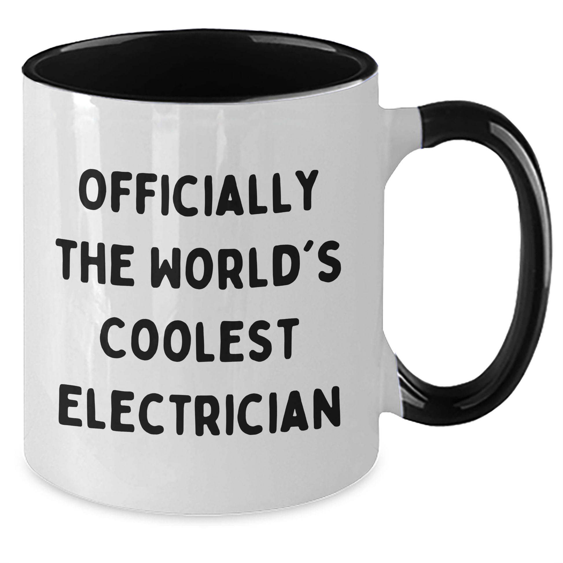 Funny Electrician Gifts - Officially The World's Coolest Electrician, Two Tone Coffee Mug for Graduation, Gifts from Men, Women, or Friends to Electrician, Unique and Humorous - Additional