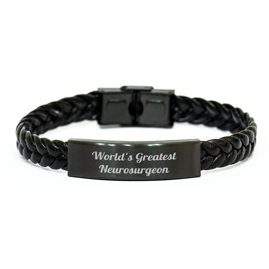 World's Greatest Neurosurgeon Inspirational Interlaced Leather Bracelet Gifts for Neurosurgeon Graduation from Family - Unique Accessories for Men - Image 1