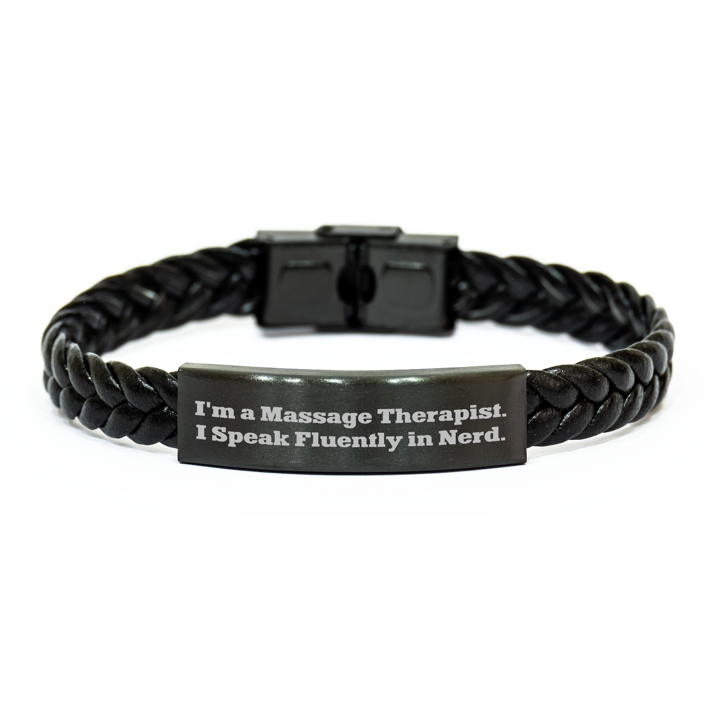 Massage Therapist Gifts, Funny Quote, Interlaced Leather Bracelet for Graduation - Gifts from Friends to Massage Therapist - Image 1
